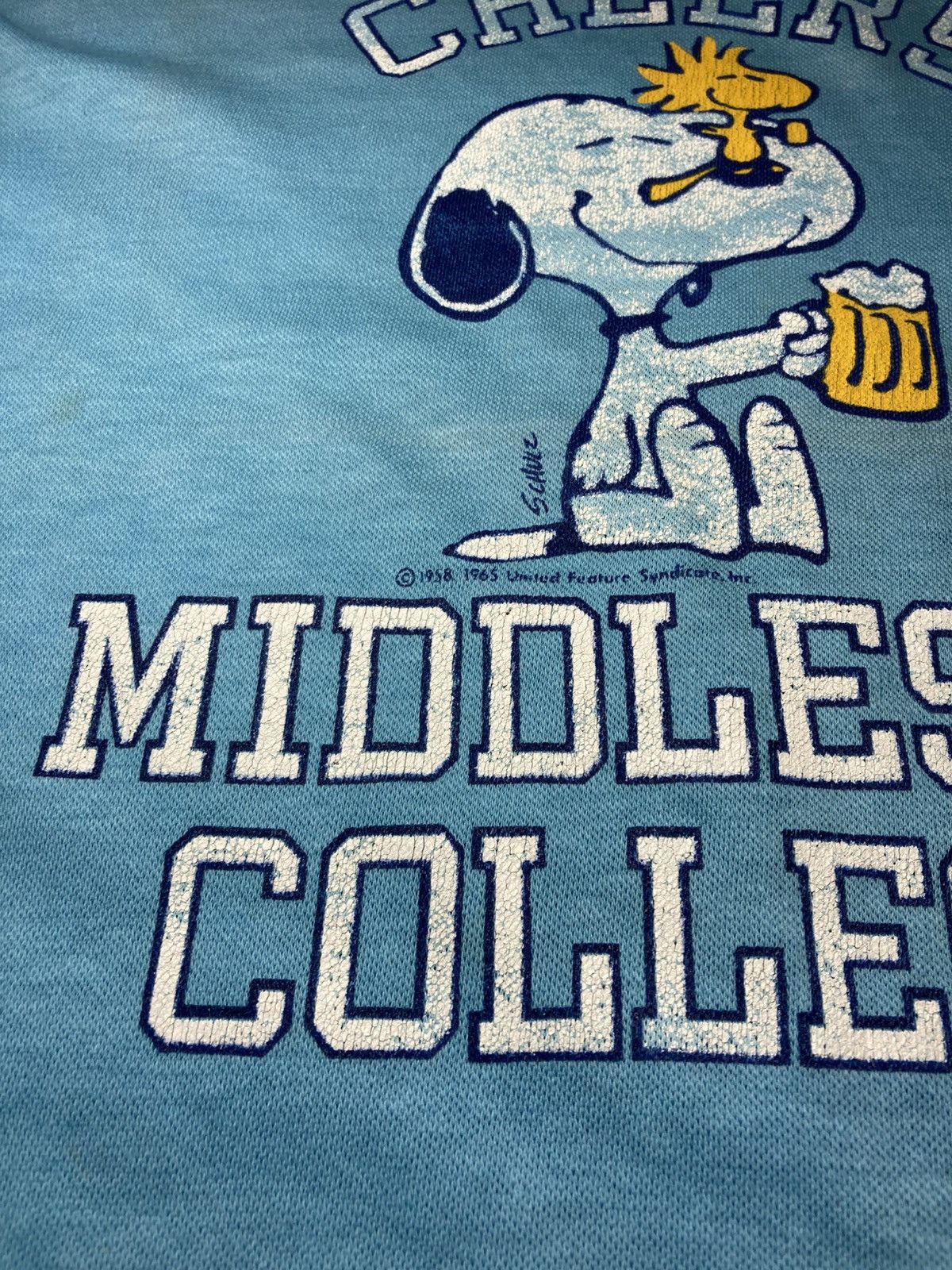 Peanuts 80s Artex Snoopy Cheers Middlesex College Top Athletic Baby Size US L / EU 52-54 / 3 - 8 Thumbnail