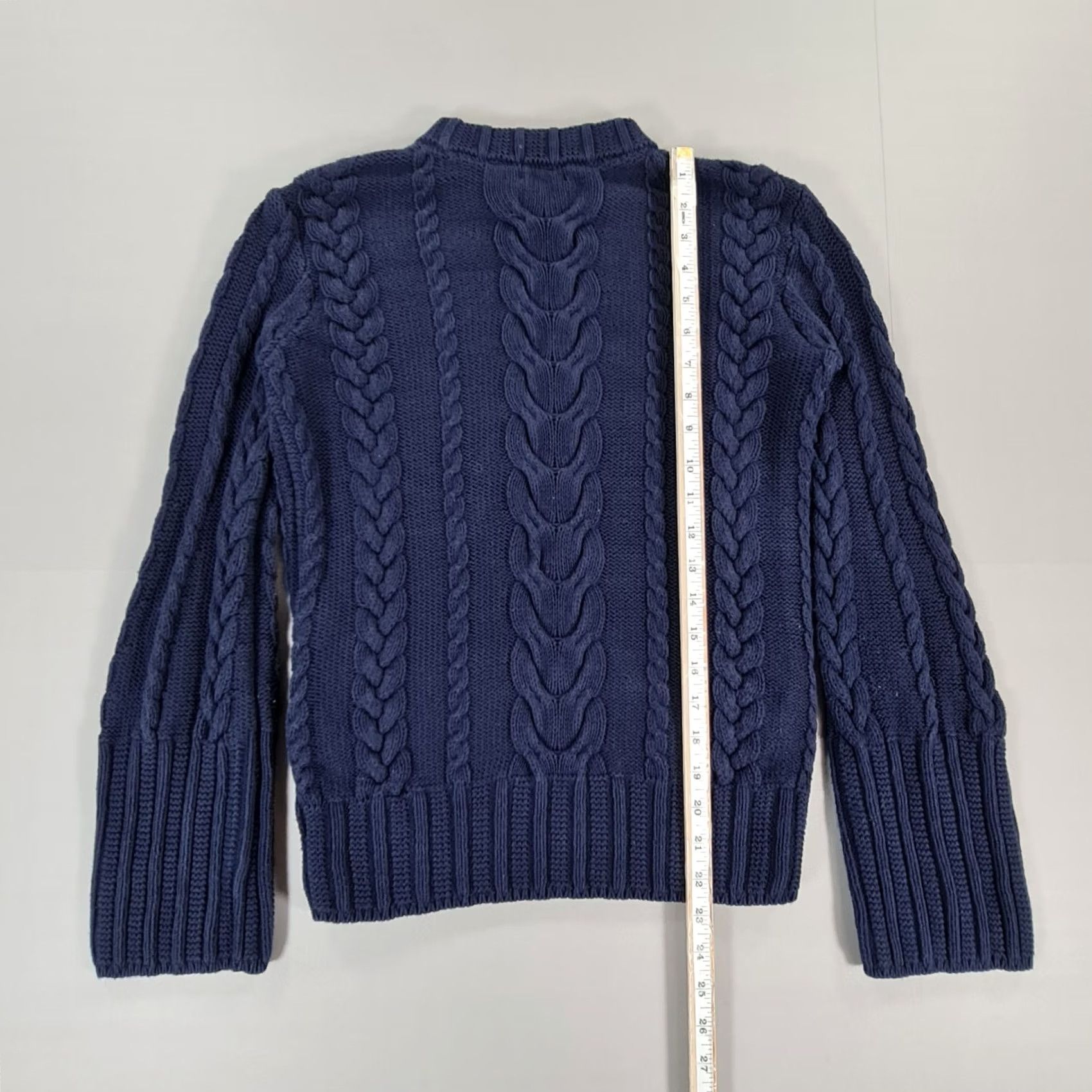 Polo Ralph Lauren Polo Ralph Lauren Jumper Womens XS Navy Blue Cotton Cable-Knit Pullover Crew Neck Long Sleeve Size XS / US 0-2 / IT 36-38 - 7 Thumbnail