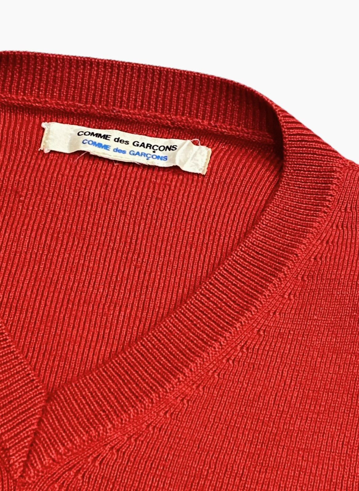 Comme des Garcons Red V-neck wool Jumper CDG Comme Des Garcons Size L / US 10 / IT 46 - 2 Thumbnail