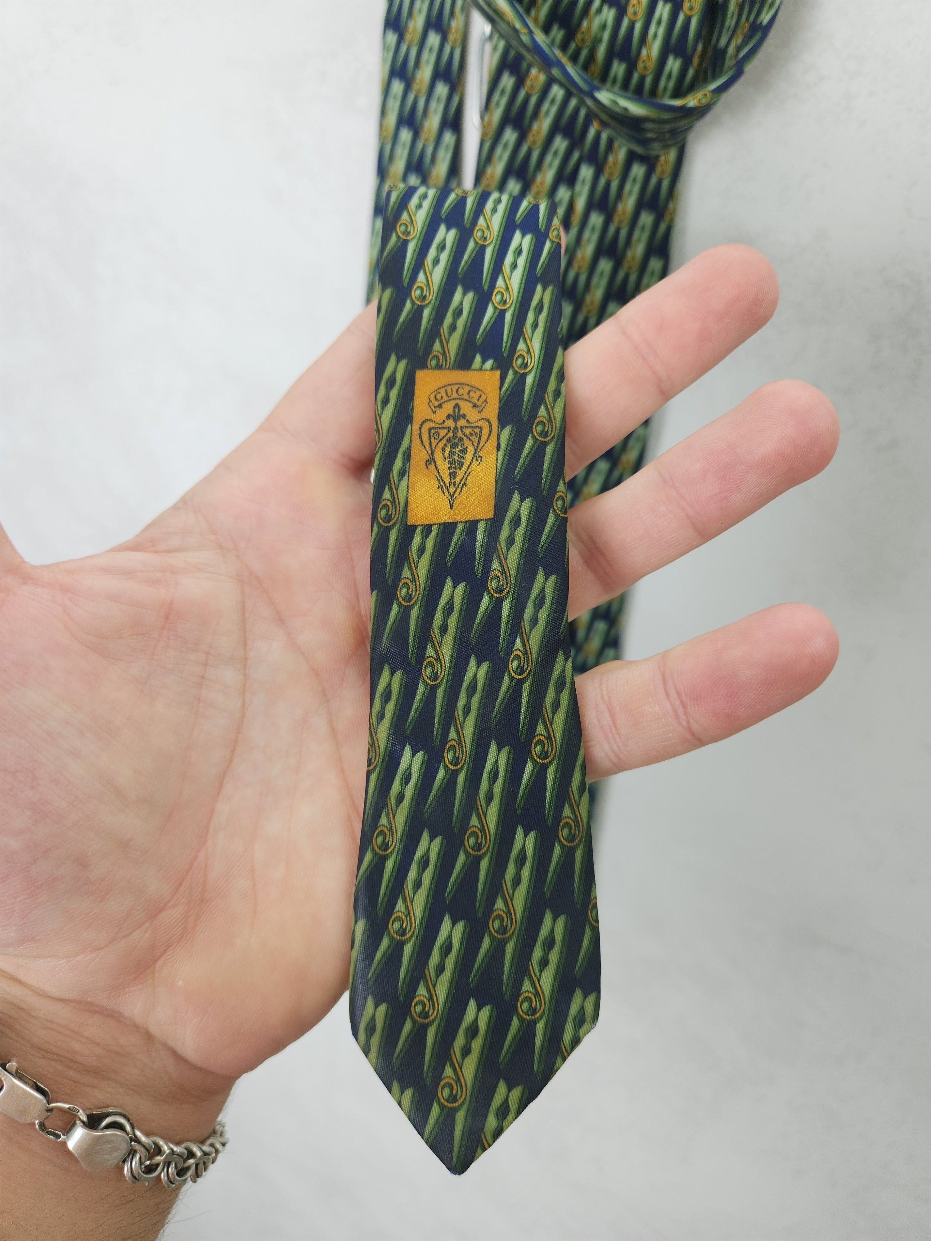Gucci Vintage Gucci clothespin monogramm silk tie Size ONE SIZE - 3 Thumbnail