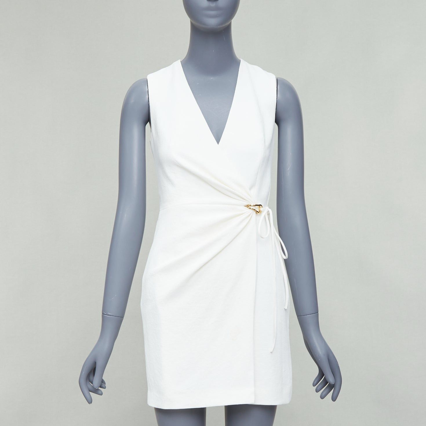 Dion Lee DION LEE white textured gold hardware ruched wrap dress UK6 XS Size XS / US 0-2 / IT 36-38 - 1 Thumbnail