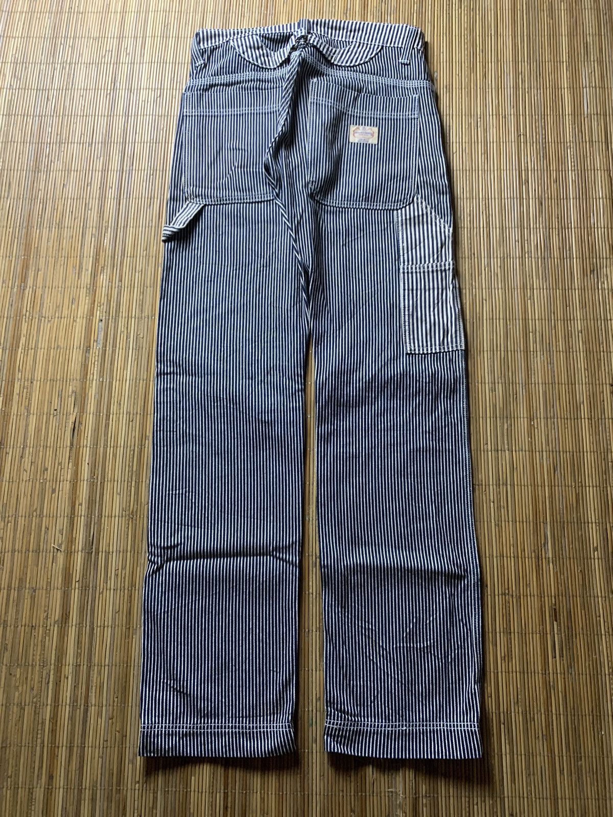 image of Kojima Genes Japan x Samurai Jeans Kojima Genes Hickory Carpenter Buckle Back Denim in Hickory Stri