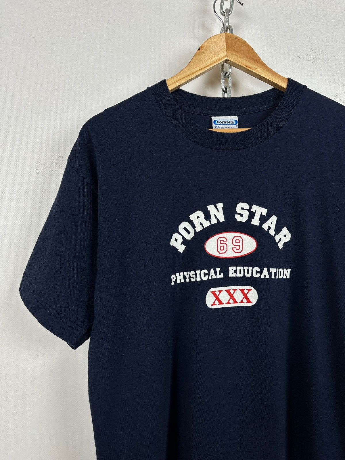 Vintage Pornstar 69 Physical Education XXX Navy Blue T-Shirt