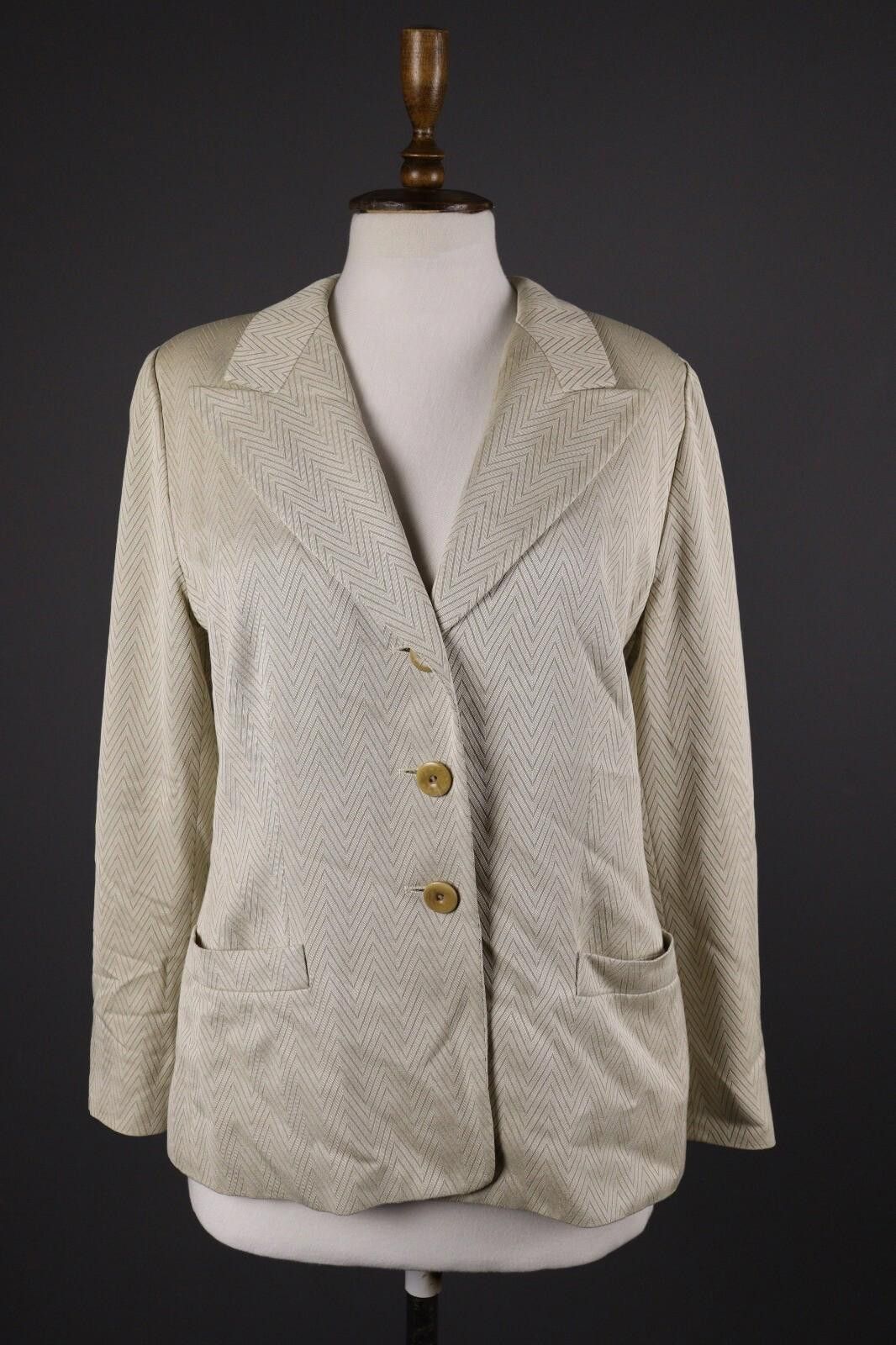 Escada Escada by Margaretha Ley Beige Wool Stripe Jacket Size 40 Size M / US 6-8 / IT 42-44 - 1 Thumbnail