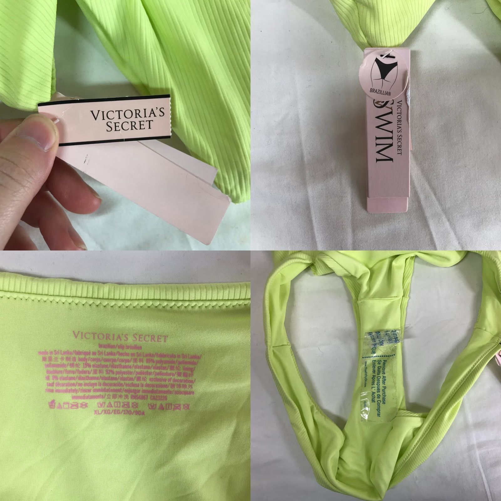Victoria's Secret VINTAGE Victoria's Secret Ribbed High Cut Cheeky Bikini Bottom Neon Lime Green XL NWT Size 40" / US 18 - 8 Thumbnail