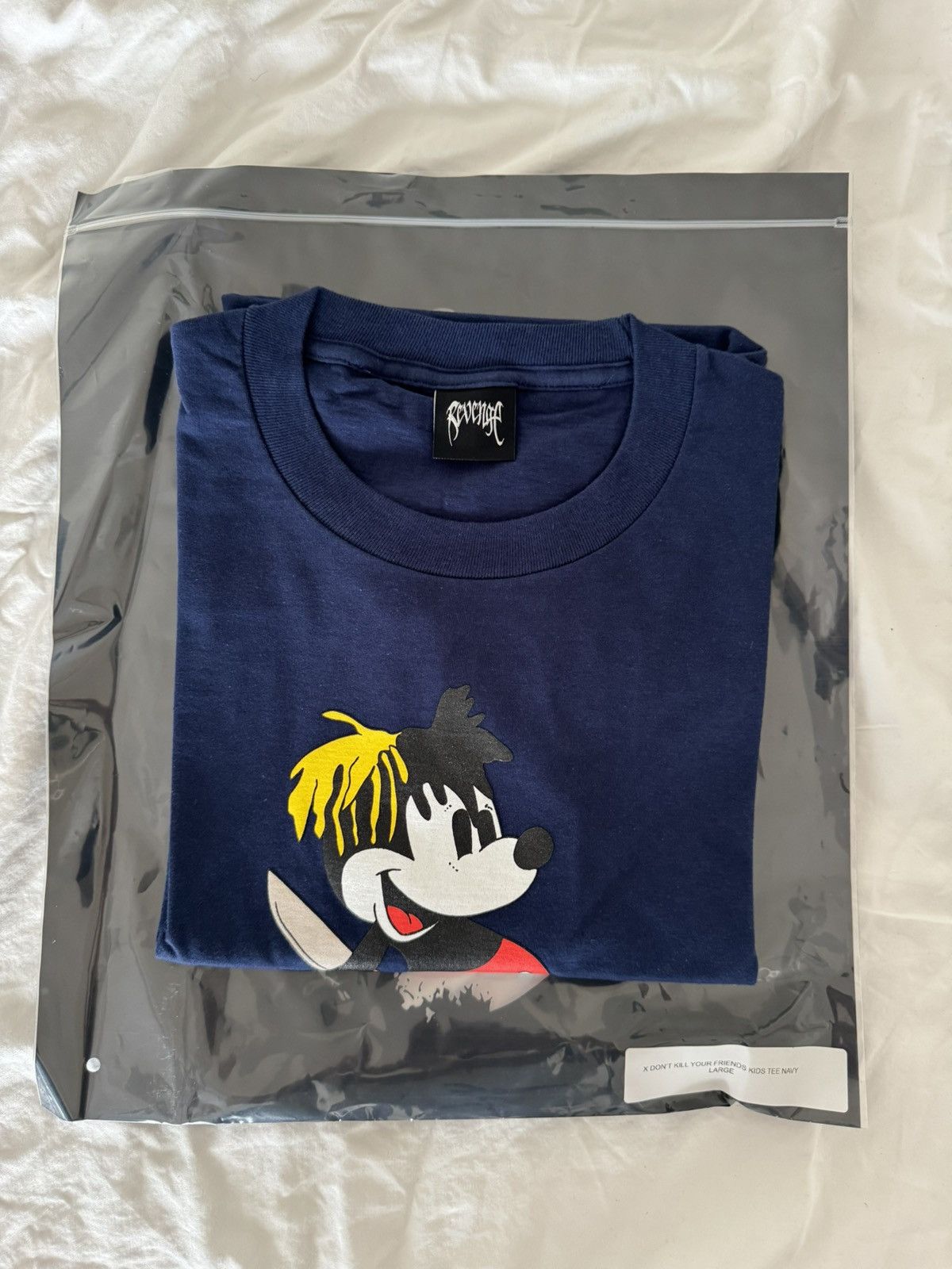 image of X Don’T Kill Your Friends Kids Tee in Navy (Size Large)
