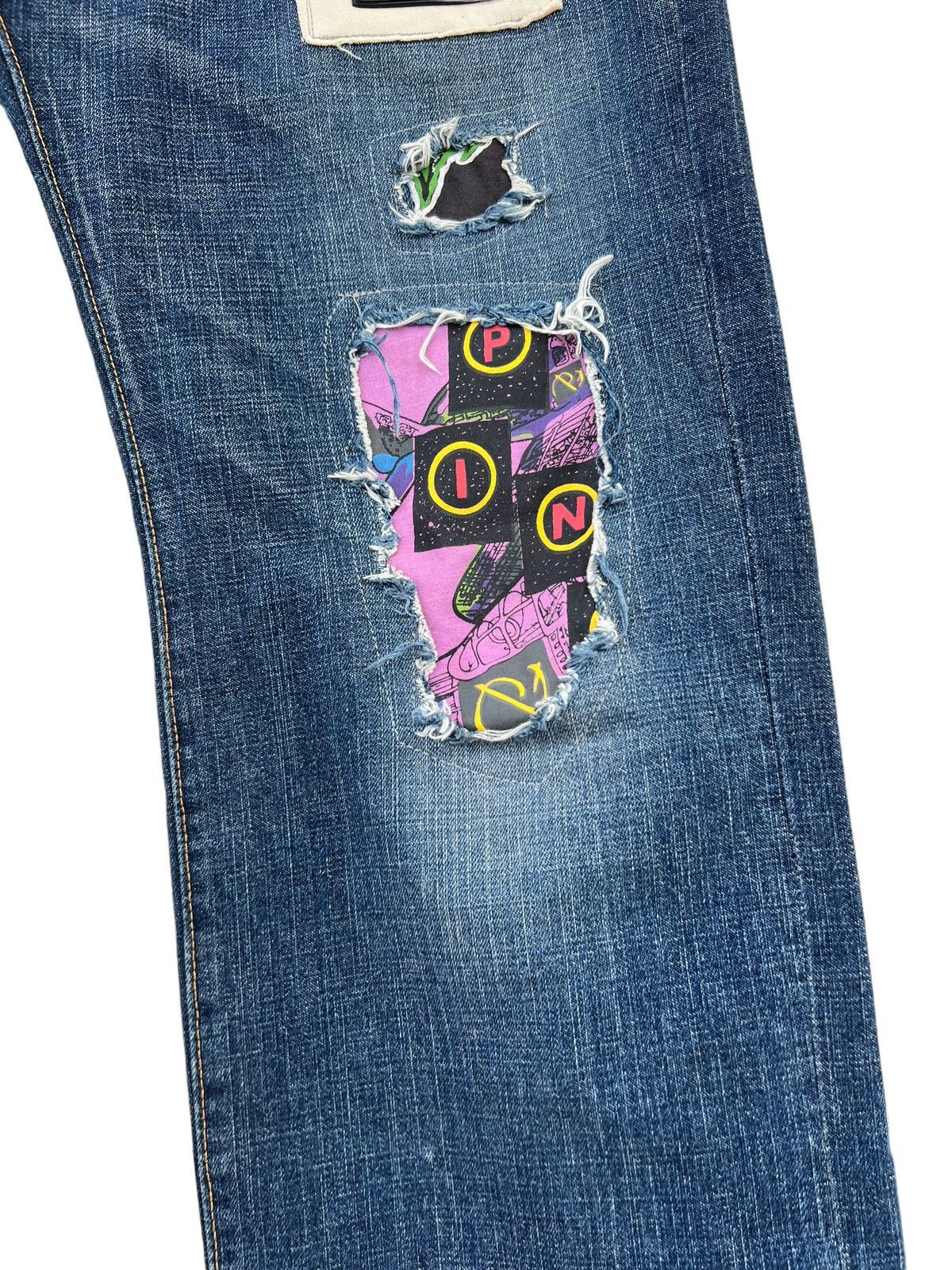 Vintage ALLY & DIA Japan Ripped Patchwork Rivets Denim Size US 31 - 13 Thumbnail