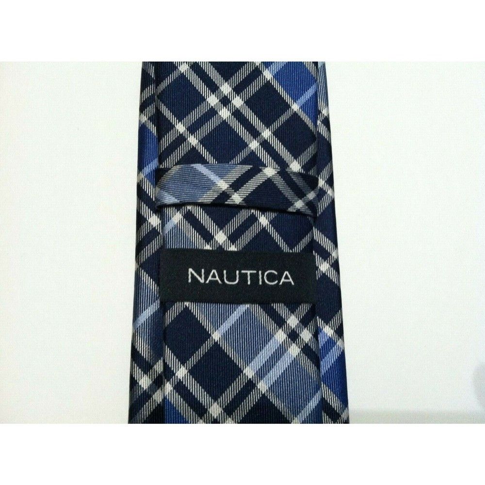 Nautica NAUTICA MENS NEW BLUE 100%SILK PLAID TIE WIDTH: 3" Size ONE SIZE - 2 Thumbnail