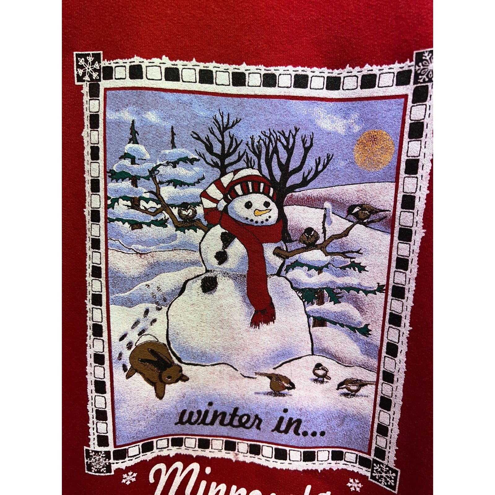 Jerzees Vintage Winter Sweatshirt In Minnesota Snow Crewneck VTG 90s Size US L / EU 52-54 / 3 - 3 Thumbnail