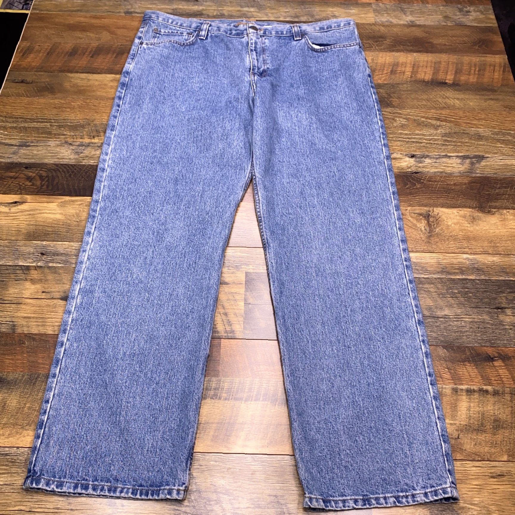 Eddie Bauer Eddie Bauer Jeans Mens 42x32 Relaxed Fit Stone Washed Blue Denim Logo 5-Pocket Straight Medium Wash Size US 42 / EU 58 - 2 Thumbnail
