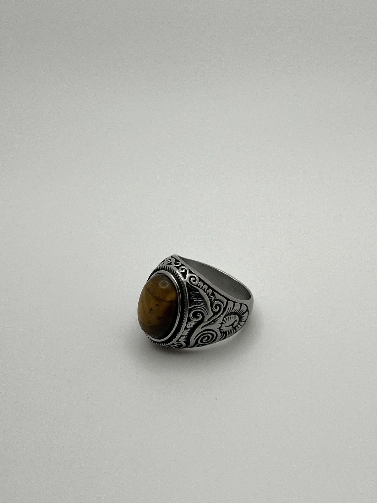 Vintage Stainless Steel Tigers Eye Ring Size ONE SIZE - 3 Thumbnail