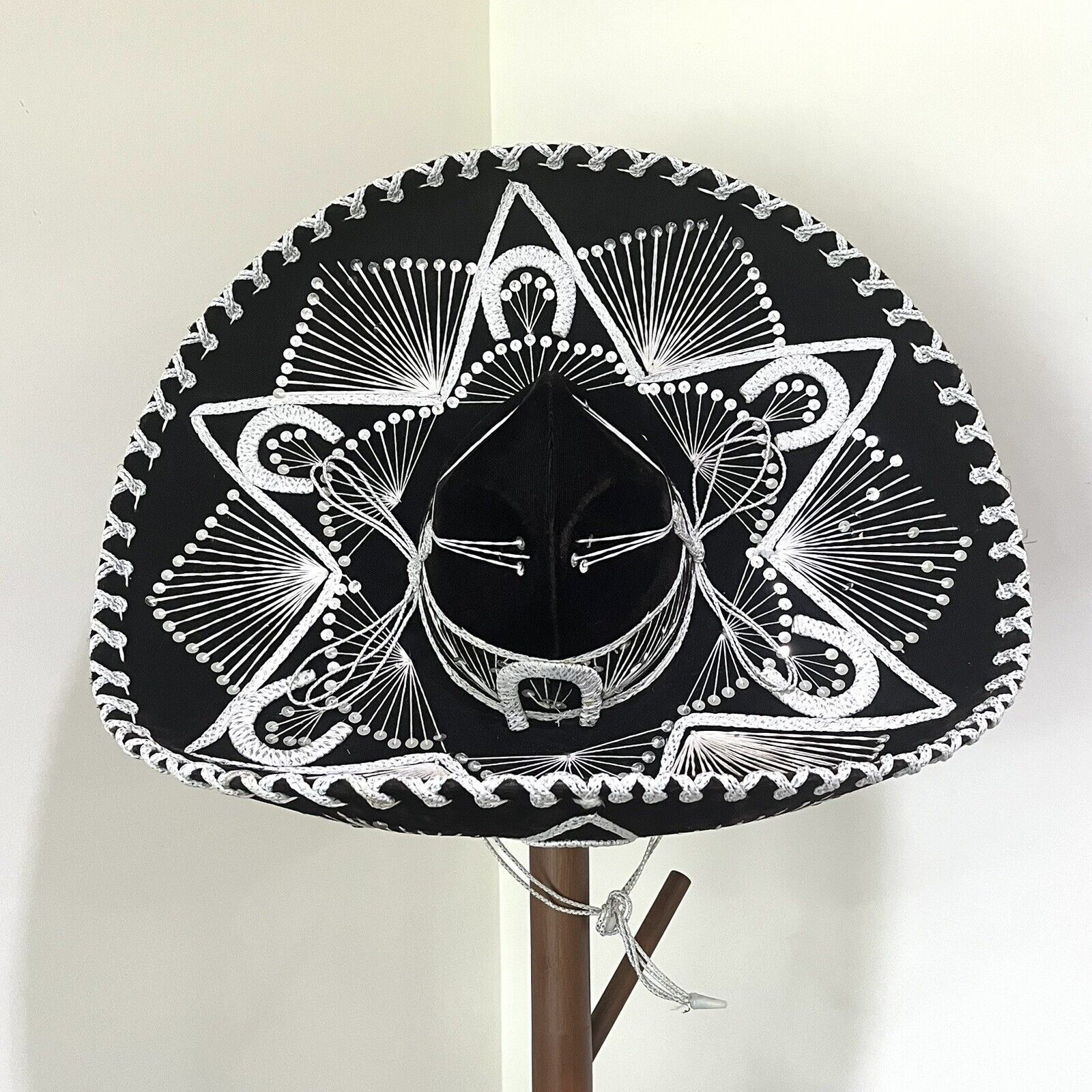 Pigalle Pigalle Mexican Mariachi Sombrero Black & White Horseshoes Size ONE SIZE - 5 Thumbnail