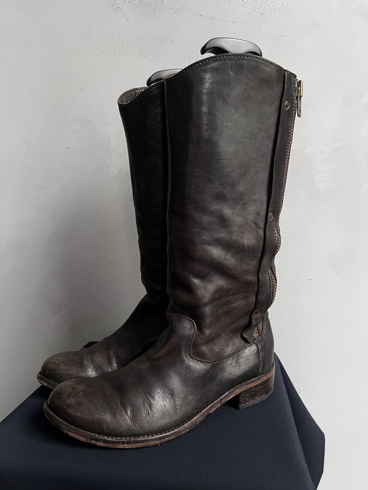 MoMA Moma Leather Tall Brown Boots Zipper Vintage Size US 8 / IT 38 - 4 Thumbnail