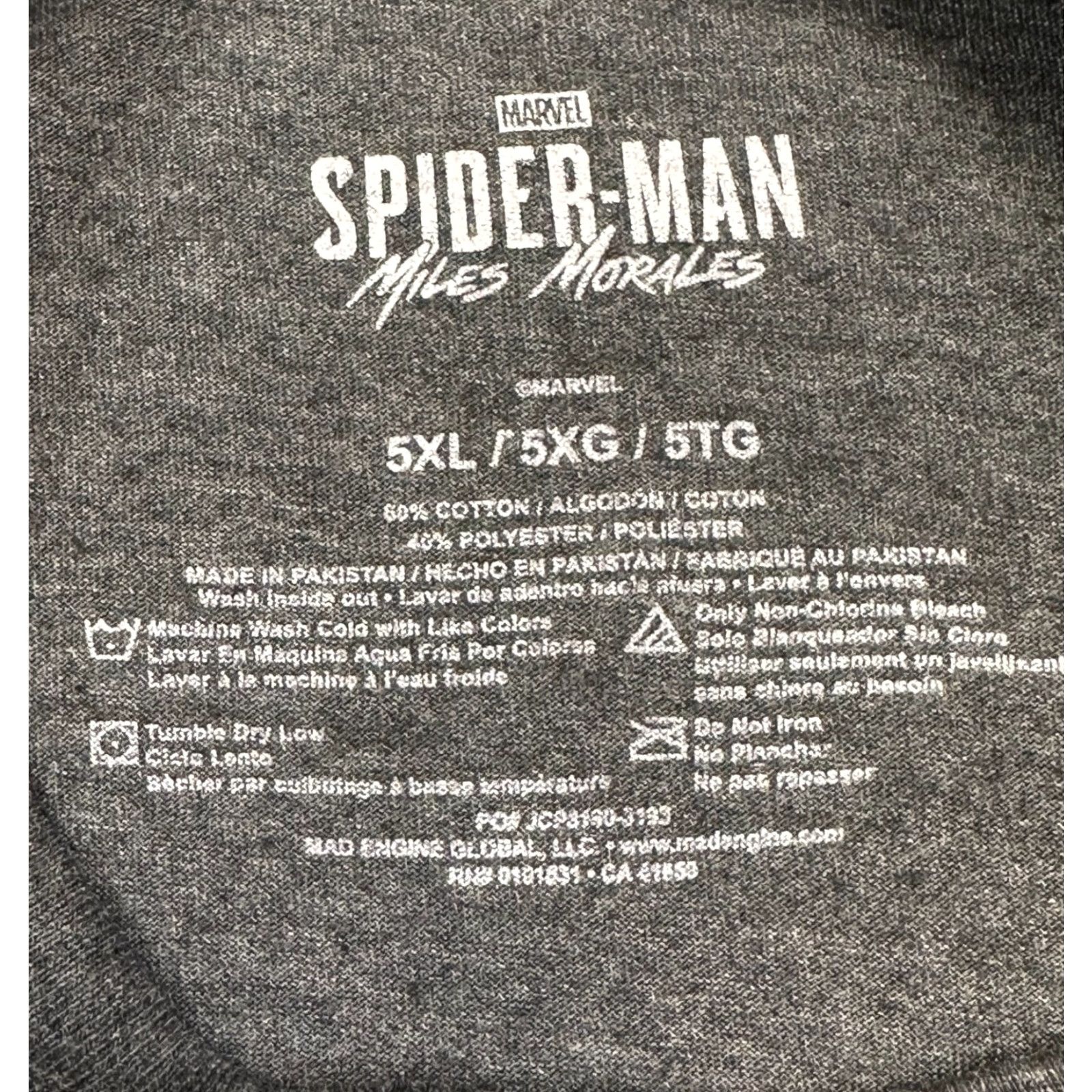 Vintage Spider-Man Miles Morales Men's 5XL Marvel Big Man Graphic Tee Shirt NWT Size US XXL / EU 58 / 5 - 6 Thumbnail