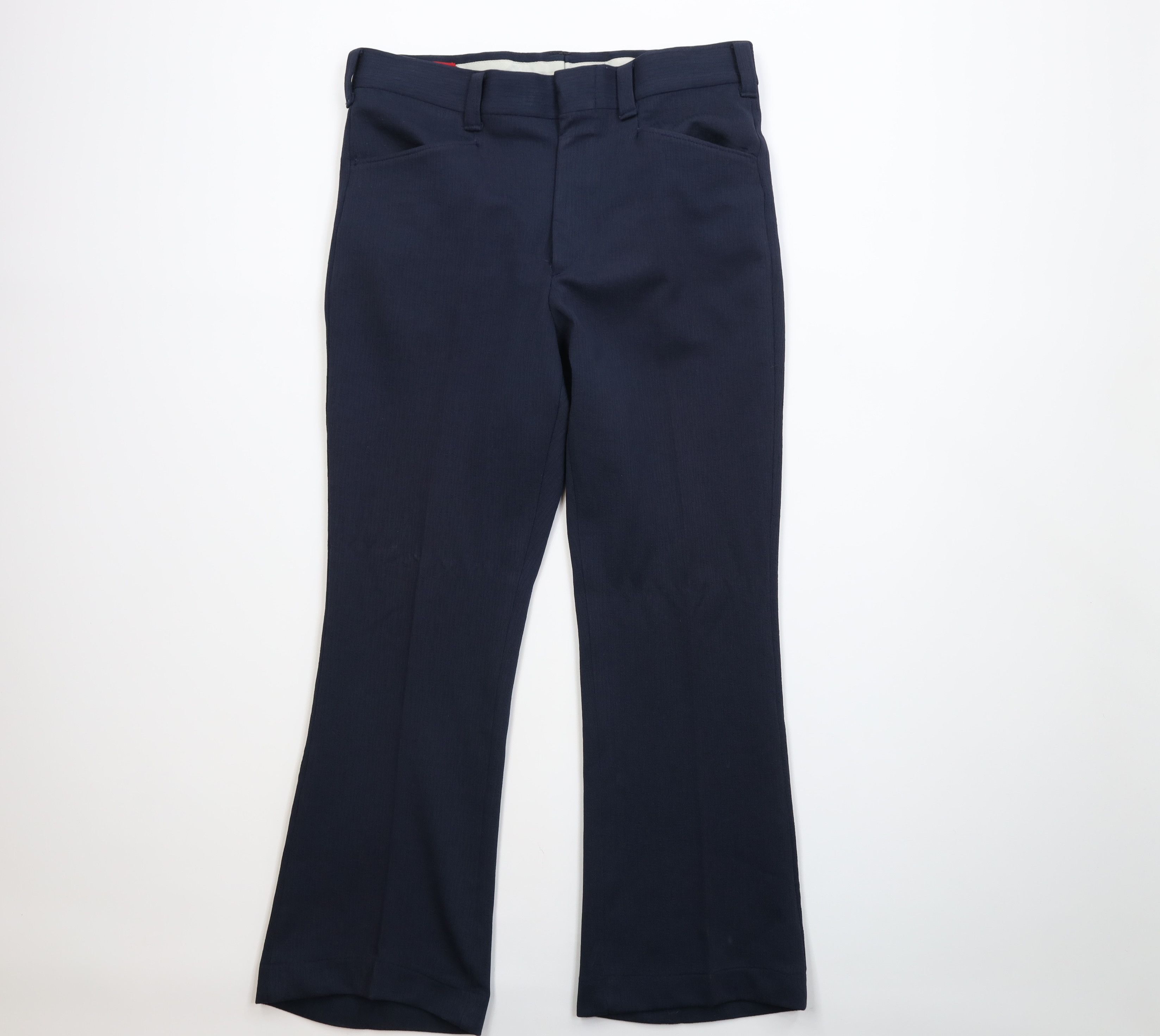 Vintage Vintage 70s Streetwear Flared Wide Leg Chino Pants Blue USA Size US 34 / EU 50 - 1 Thumbnail