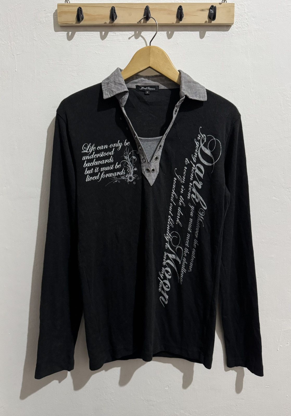 Japanese Brand MIND GAMES POEM DOUBLE LAYER KNIT TEXTURED LONGSLEEVE Size US M / EU 48-50 / 2 - 1 Thumbnail