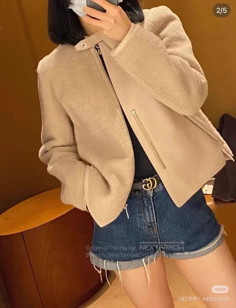 Hermes Hermes Light Pink Naked Color Leather and Fur Jacket Size XS / US 0-2 / IT 36-38 - 8 Thumbnail