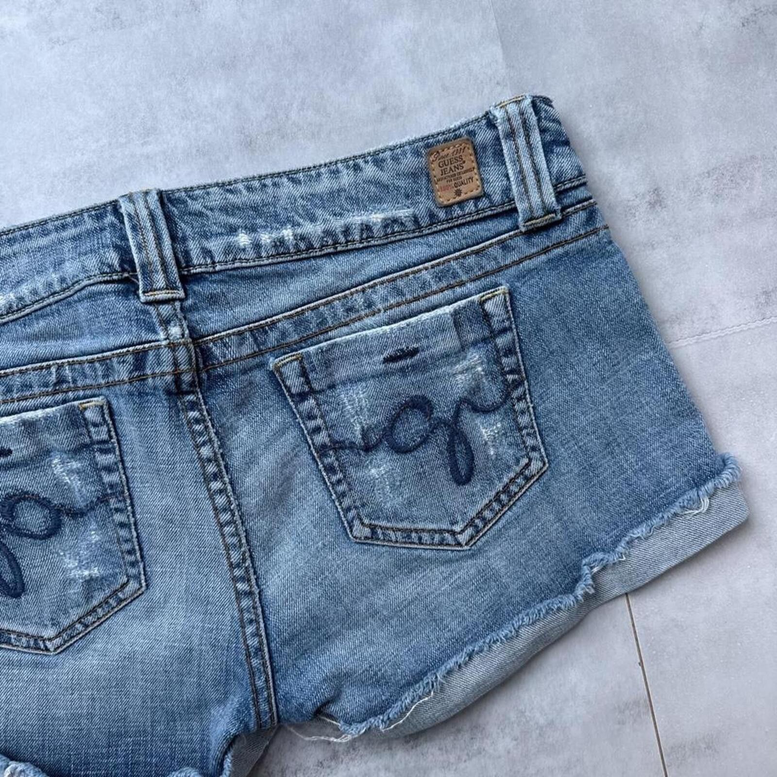 Guess Y2K Guess Denim Blue 00s Mini Shorts Size 30" / US 8 / IT 44 - 4 Thumbnail