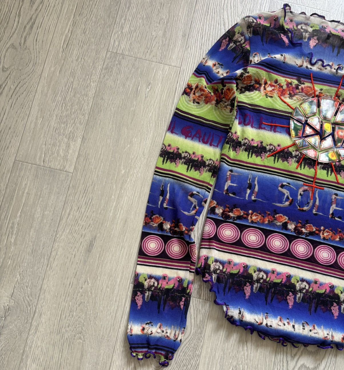 Jean Paul Gaultier × Vintage Archive Jean Paul Gaultier Soleil Printed Mesh Top Size S / US 4 / IT 40 - 4 Thumbnail