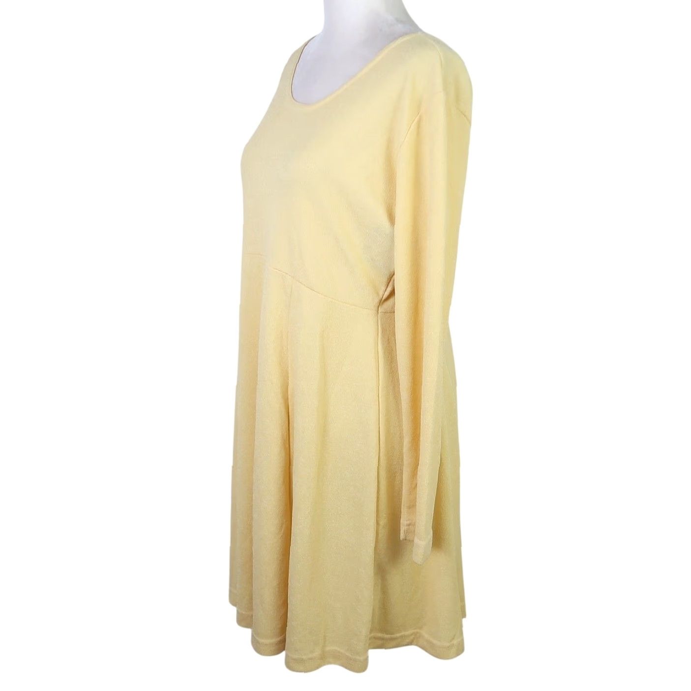 VINTAGE Total Impact yellow jersey long sleeve mini skater dress L Women