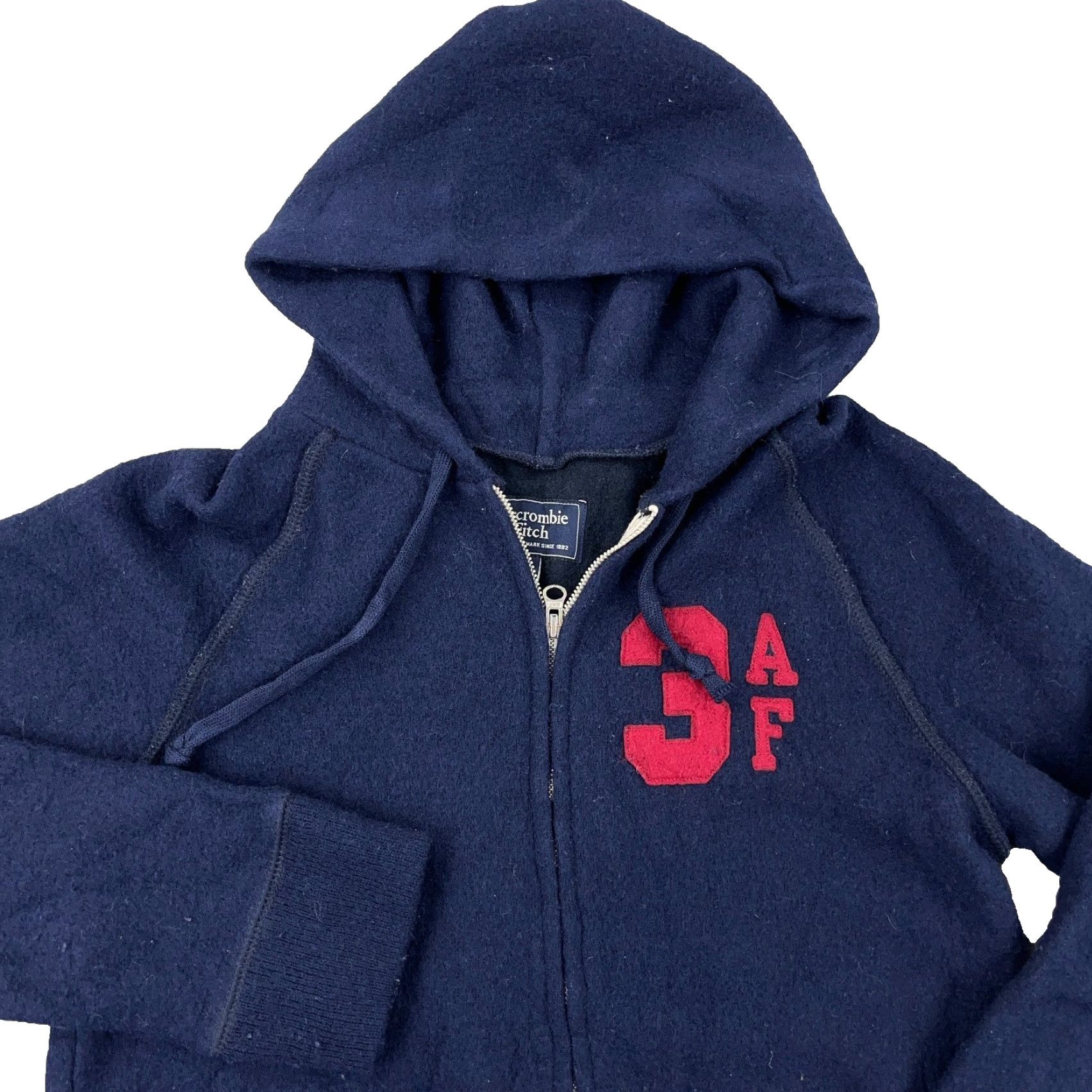 Abercrombie & Fitch VINTAGE Abercrombie & Fitch Hoodie Men Small Blue Solid Tweed Full Zip Heavyweight Sports Size US S / EU 44-46 / 1 - 2 Thumbnail