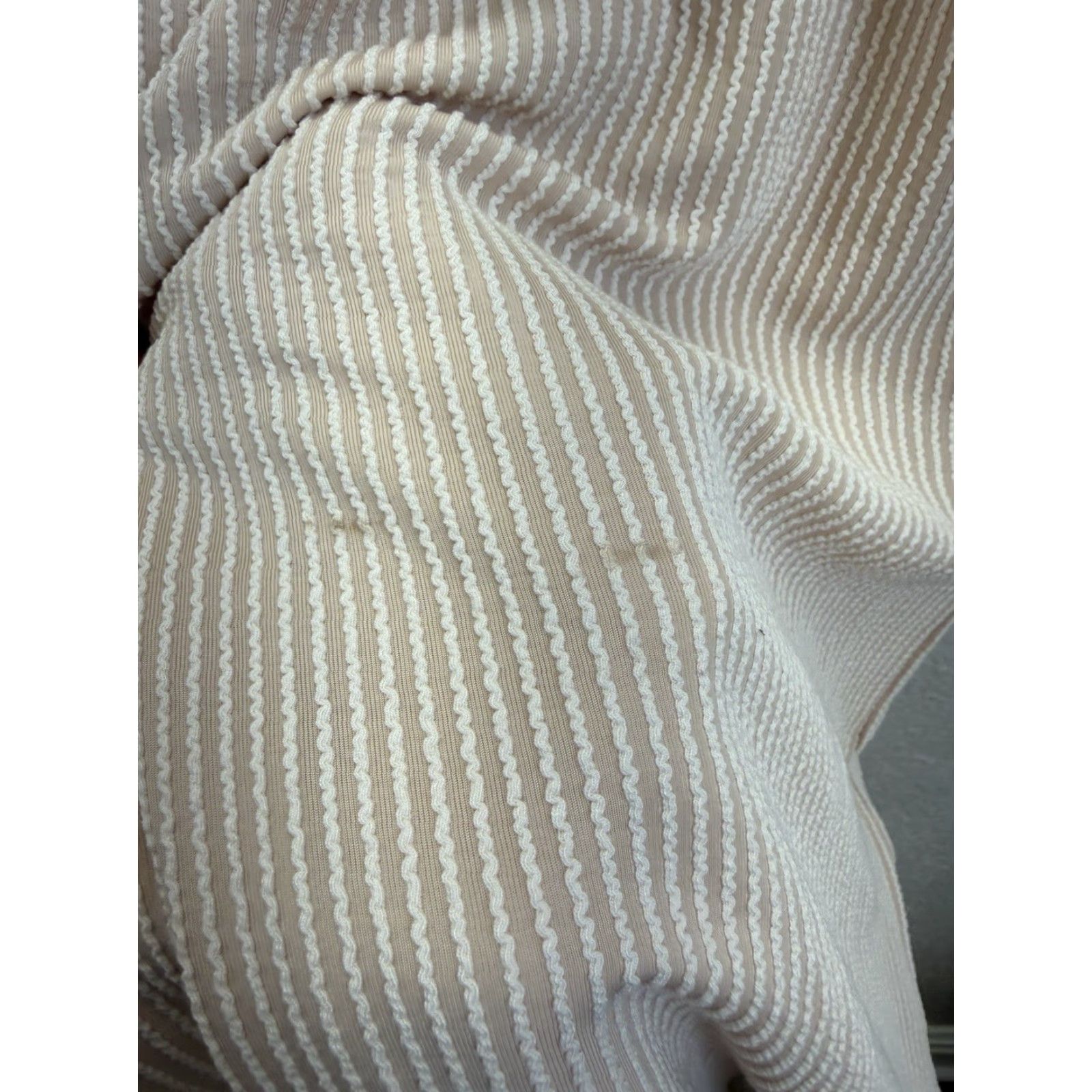 Vintage Unbranded Womens Dress 2XL Tan White Textured Ribbed Swing Sleeve Pocket Dress Shirt Dress Women's Regular Size 2XL Tan White Modern 90s? Size XXL / US 16-18 / IT 52-54 - 3 Thumbnail