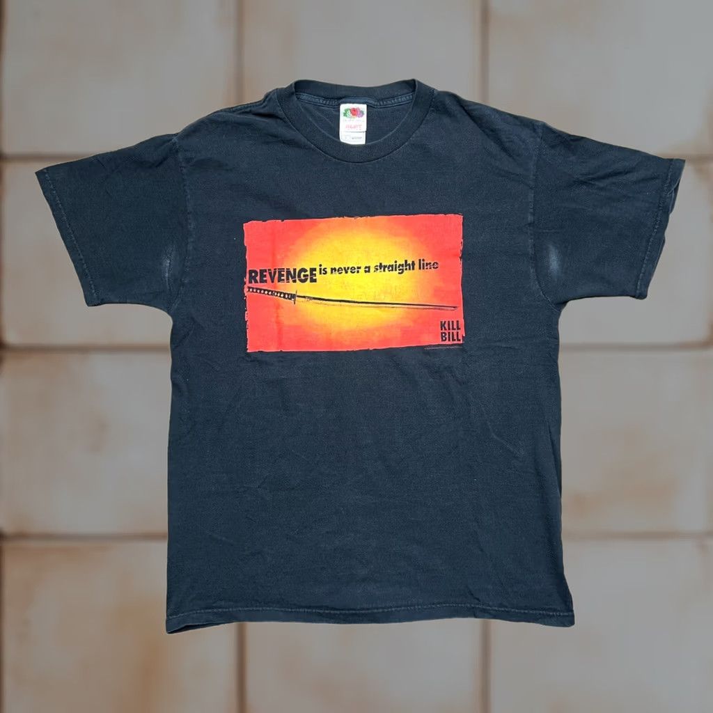 Fruit Of The Loom VINTAGE Kill Bill T Shirt Mens L Black Movie Theme 2003 Y2K Revenge Promo Straight Line Long Length Size US L / EU 52-54 / 3 - 1 Thumbnail