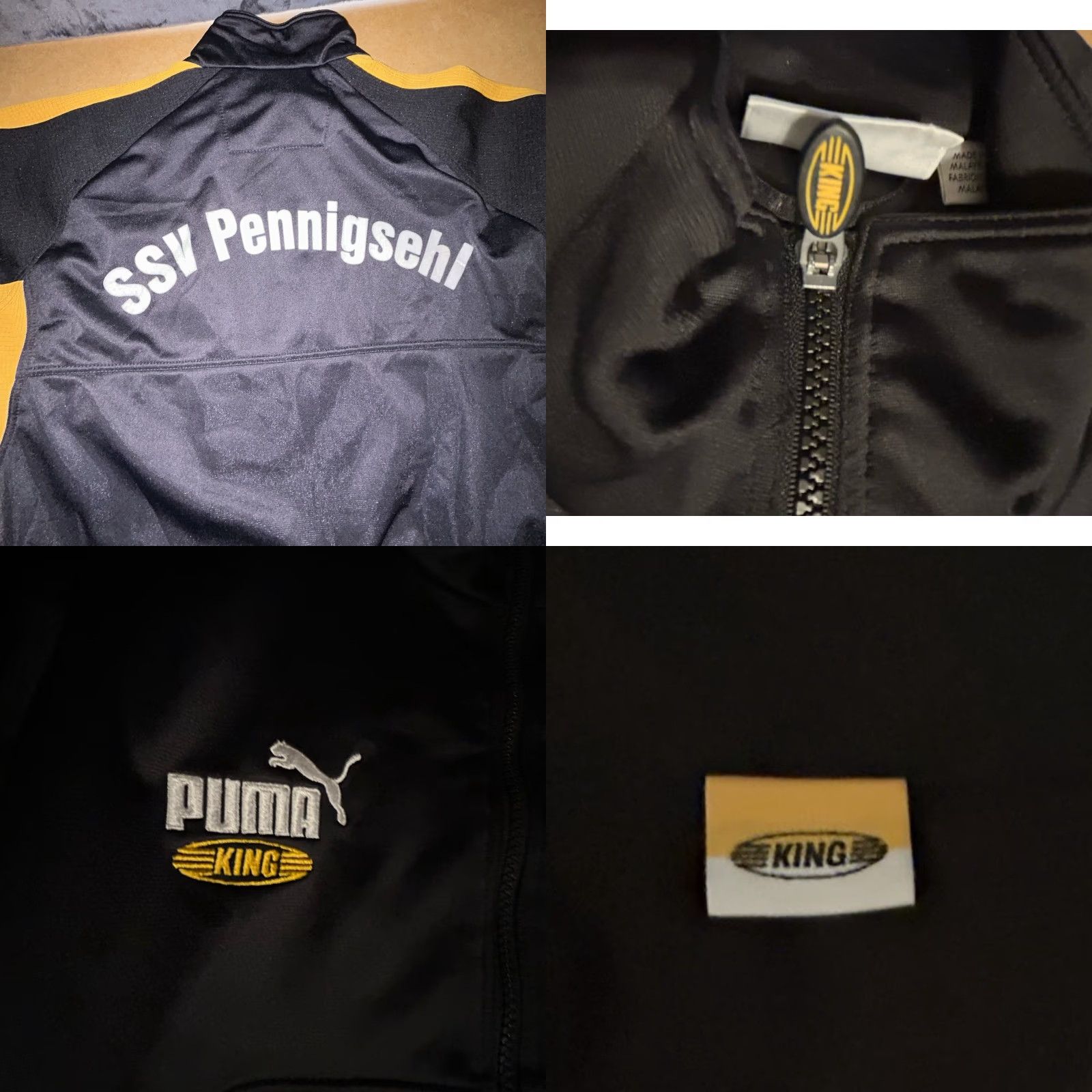 Puma PUMA King Full Zip Jacket Men XL Black Yellow Multicolor Logo Zipper Pocket Front Zip Workwear Outdoor Fall Winter Spring Size US XL / EU 56 / 4 - 11 Thumbnail
