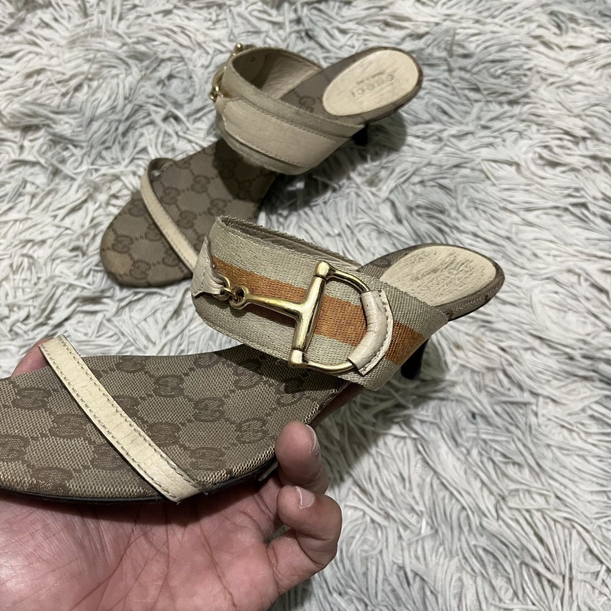 Gucci Vintage Gucci Horsebit Canvas GG Heels Size US 7.5 / IT 37.5 - 2 Thumbnail