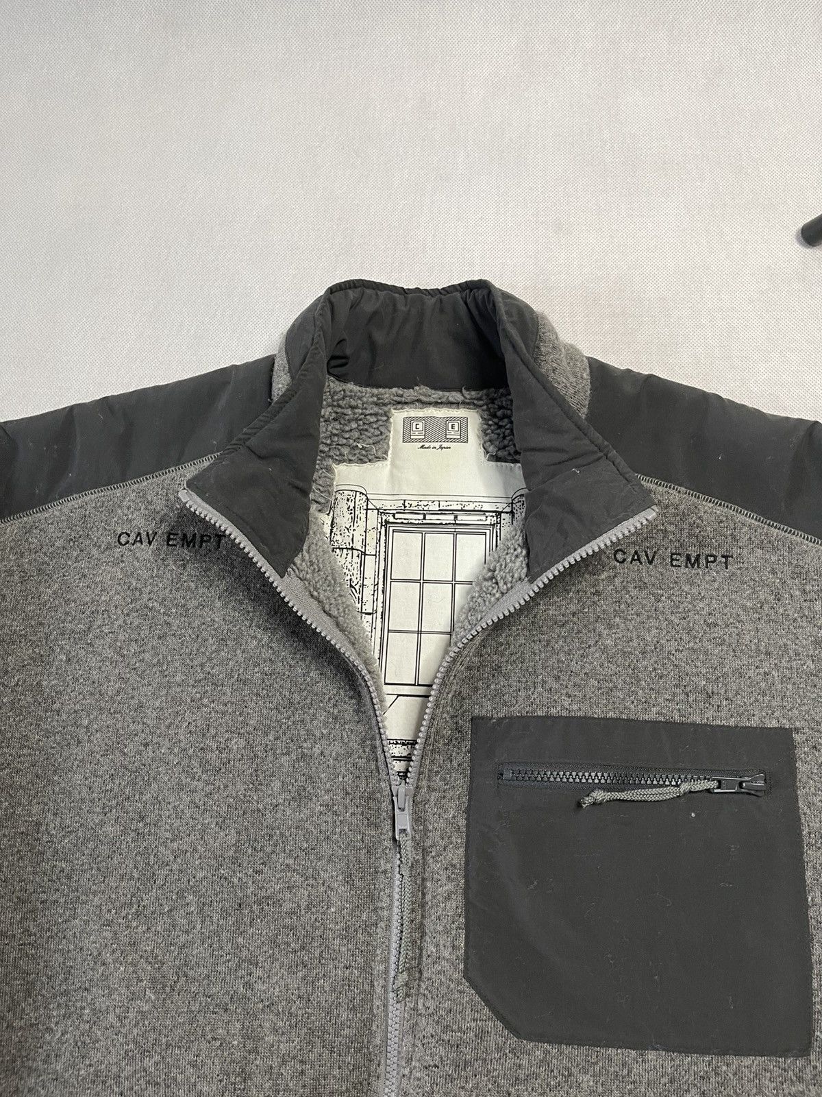 Cav Empt ‼️ SS21 Cav Empt C.E. Grey Furry Back Fleece Zip Up Jacket ‼️ Size US L / EU 52-54 / 3 - 6 Thumbnail
