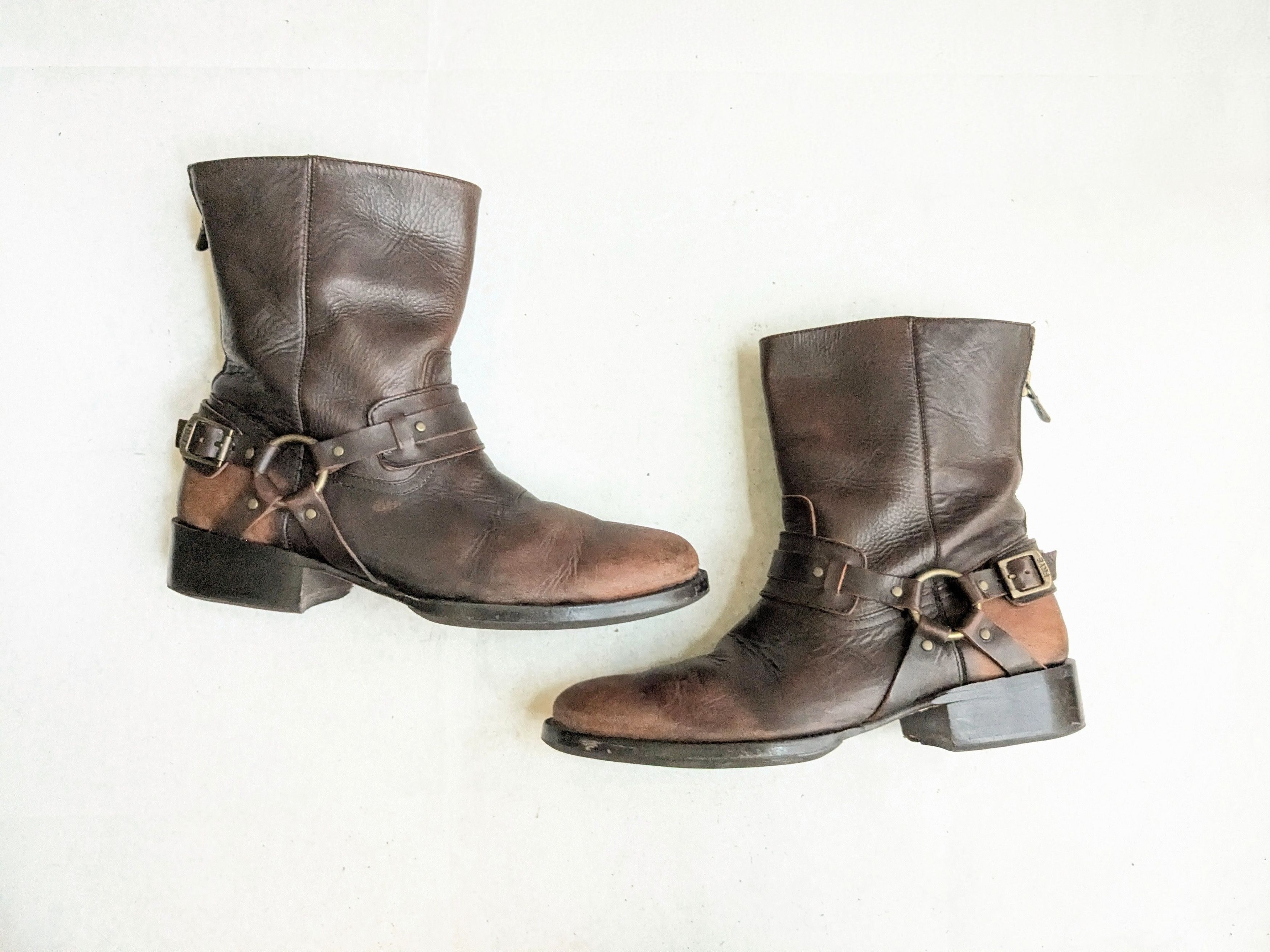 Frye Frye Harness Boots Brown 11.5 Leather Buckle Back Zip Size US 11.5 / EU 44-45 - 1 Thumbnail
