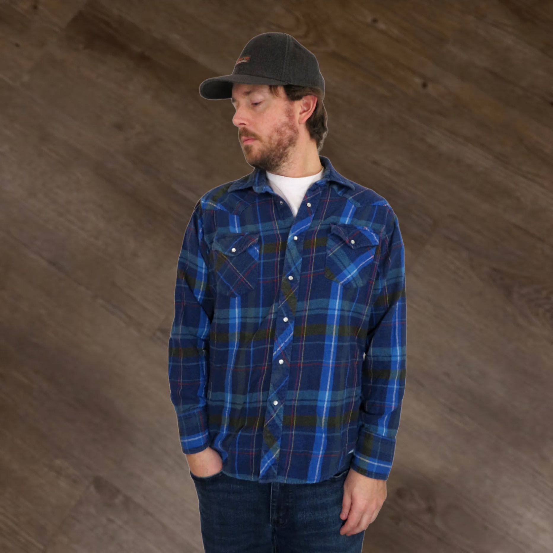 Wrangler VINTAGE Wrangler Plaid Pearl Snap Western Shirt Mens L Blue Flannel 70s 80s 90s Cowboy Grunge Hipster Long Sleeve Button Up Size US L / EU 52-54 / 3 - 1 Thumbnail