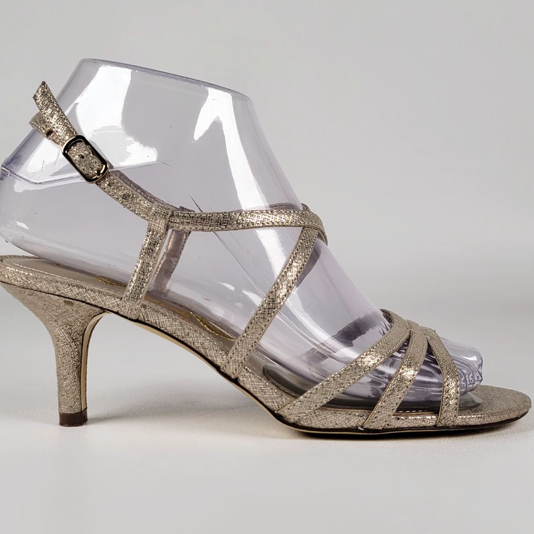 Vintage Nina Genaya Gold Synthetic Open Toe Strappy Dress Sandals Size M / US 6-8 / IT 42-44 - 4 Thumbnail