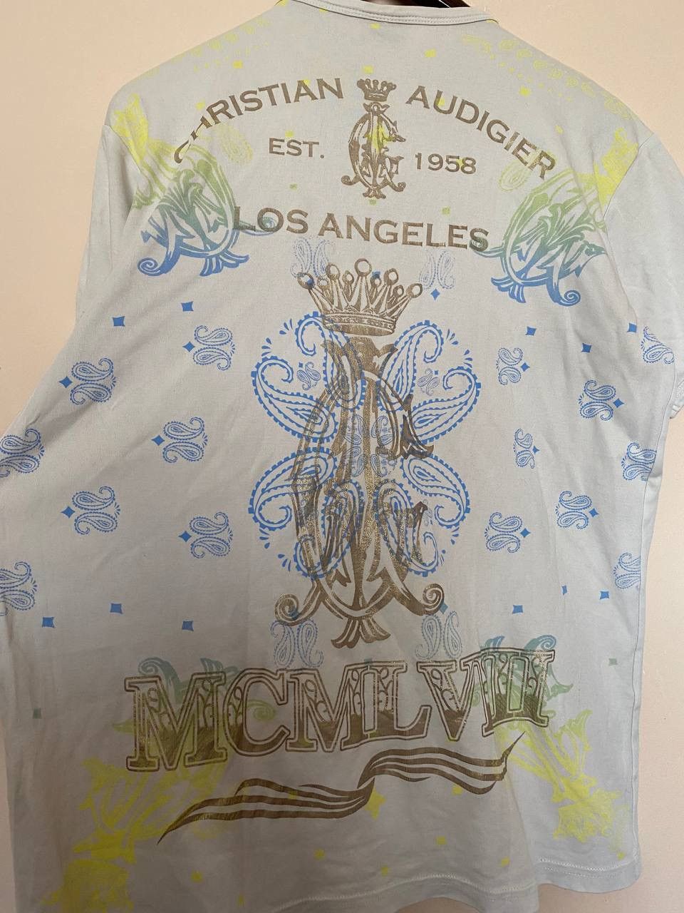 Christian Audigier Vintage Rare Christian Audigier Ed Hardy White Skull Rose Size US XXL / EU 58 / 5 - 10 Thumbnail