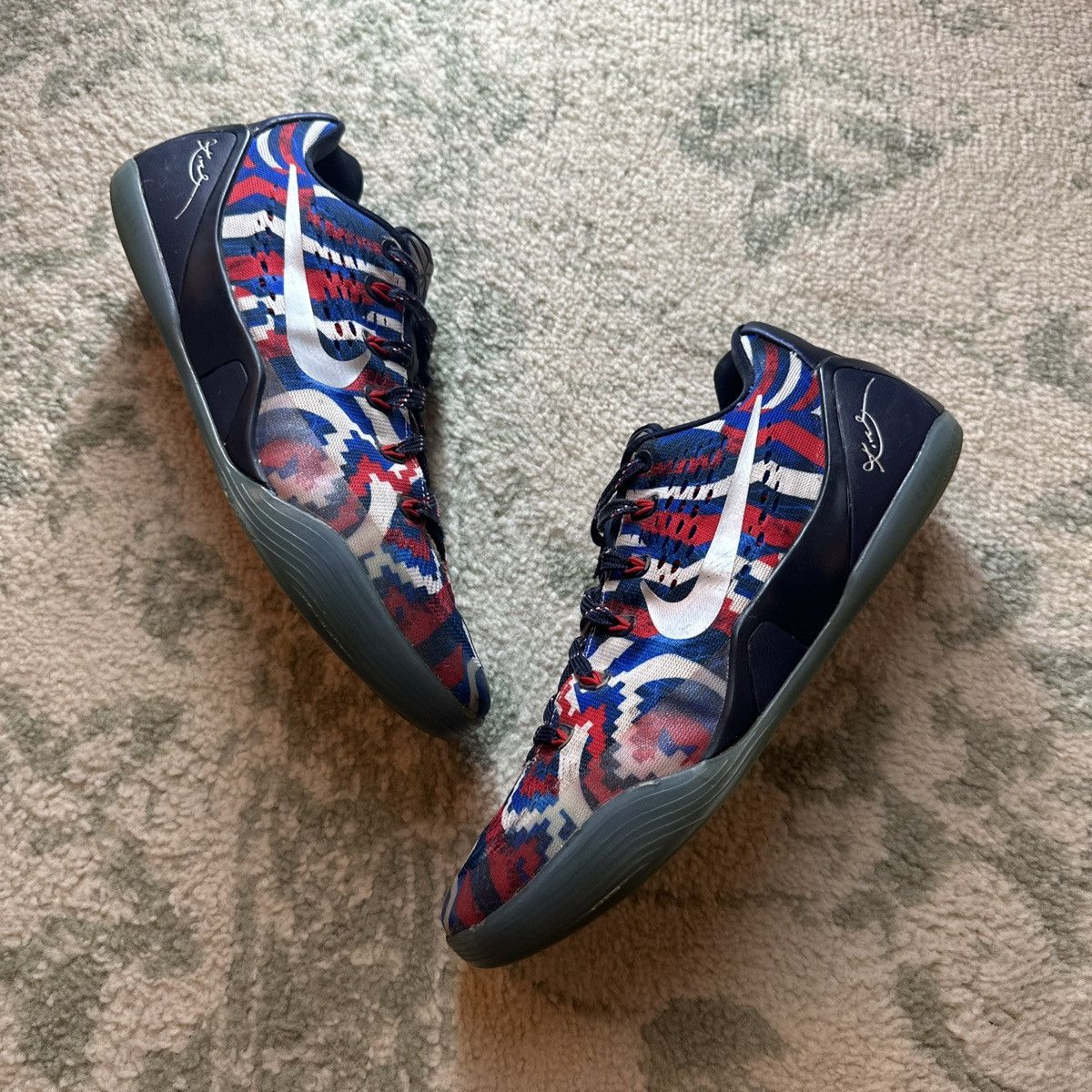 image of Nike Kobe 9 Em Independence Day Shoes in Blue, Men's (Size 9.5)
