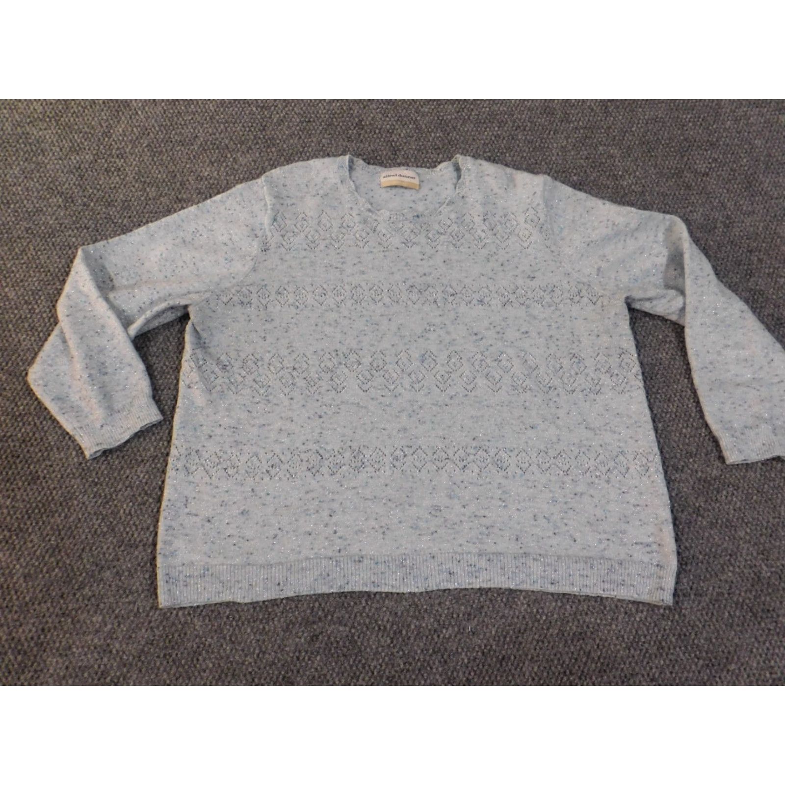 Vintage Alfred Dunner Sweater Pullover Geometric Blue 1X Womens Raglan Sleeve Crew Neck Stretch Knit Modern Casual, Machine Washable, Plus Size Size XL / US 12-14 / IT 48-50 - 3 Thumbnail