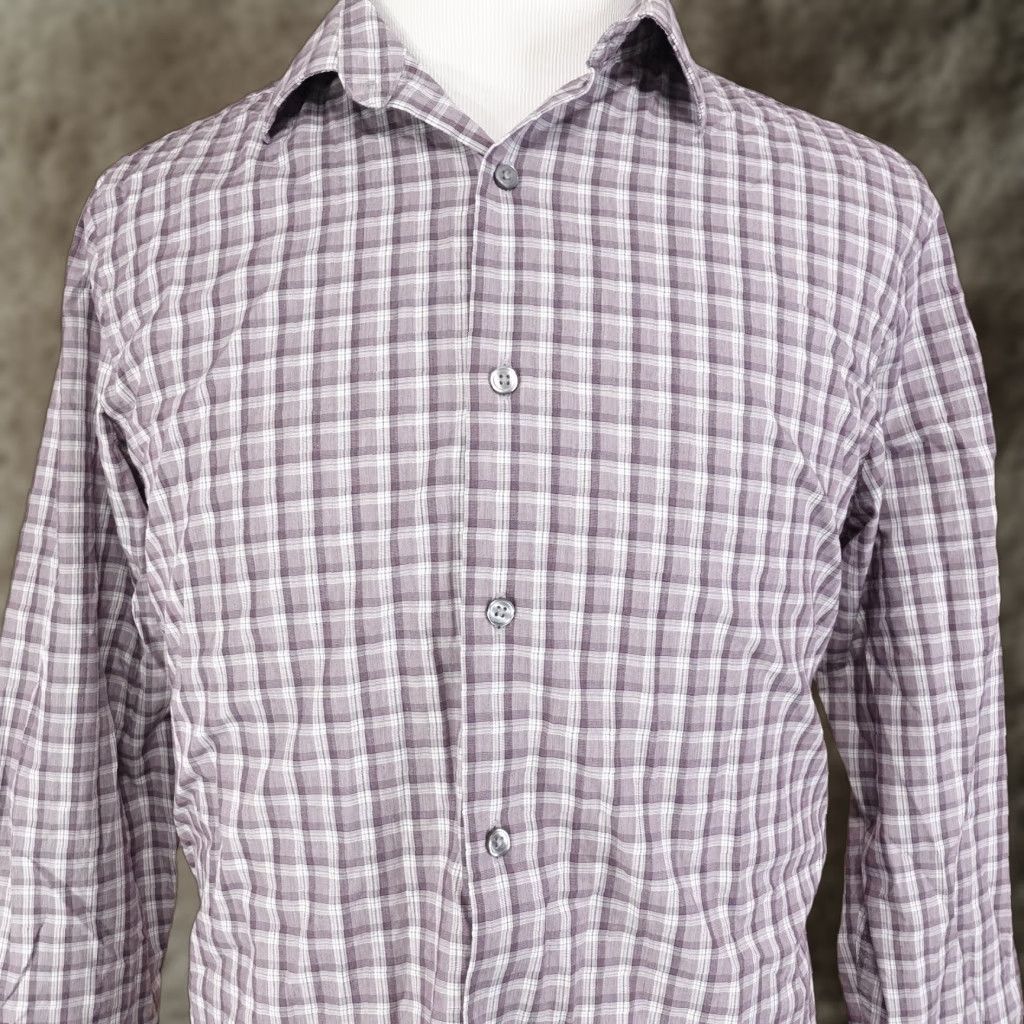Apt. 9 APT. 9 PREMIER FLEX SLIM FIT MAUVE PLAID BUTTON UP SHIRT MENS L 16-16.5 32/33 Size US L / EU 52-54 / 3 - 1 Thumbnail