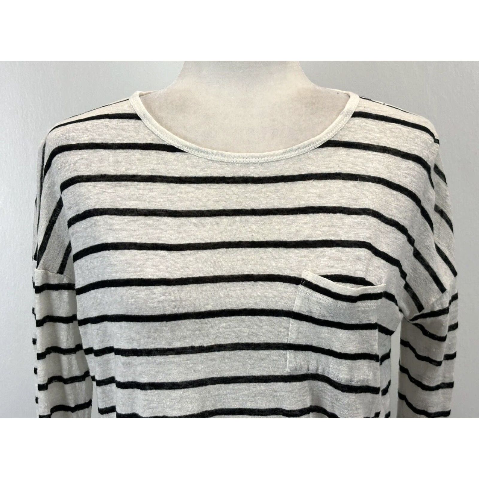 Vince Vince Women's Linen Long Sleeve Striped Shirt Top XS Multicolor Size XS / US 0-2 / IT 36-38 - 5 Thumbnail