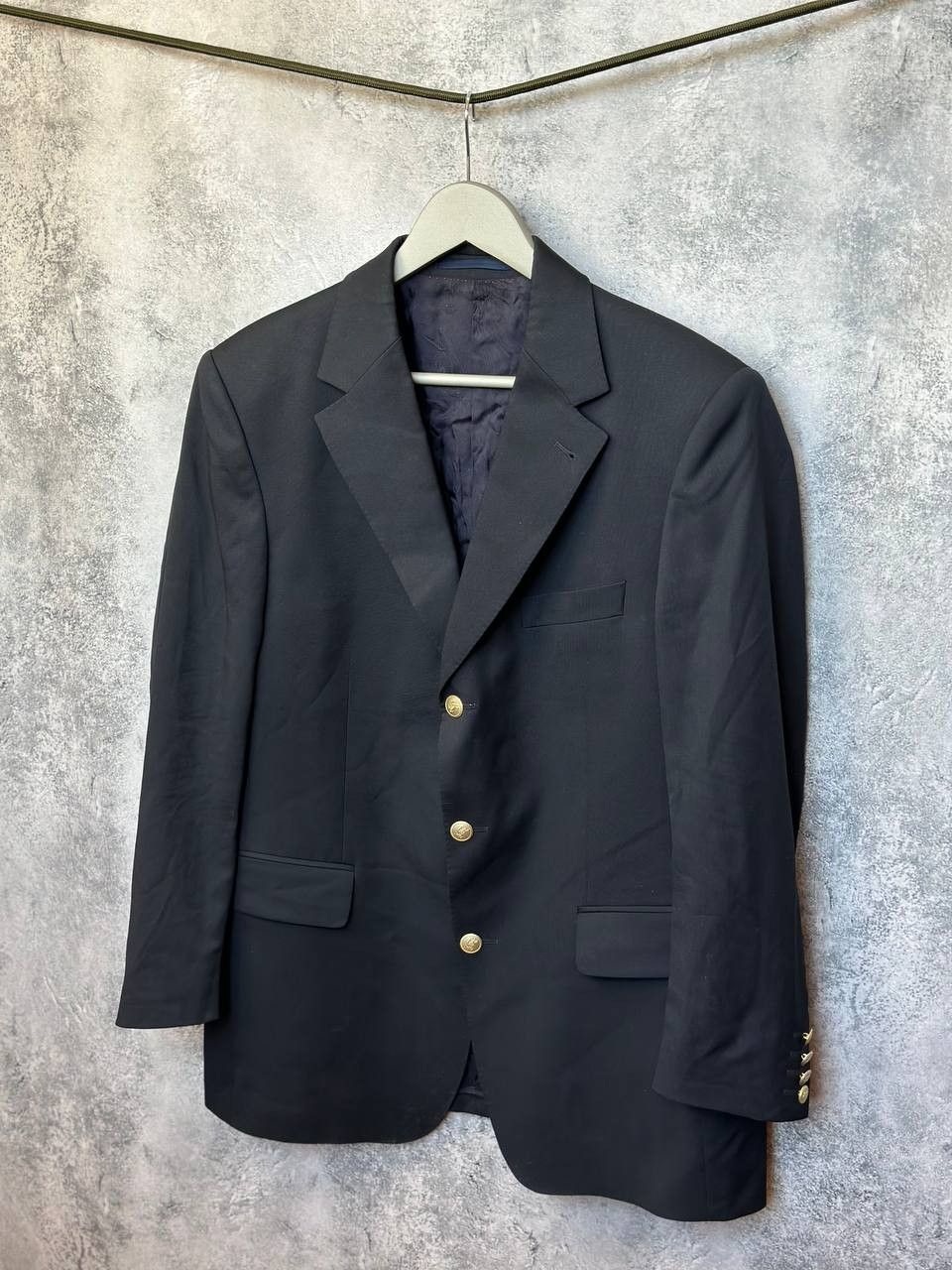 Burberry × Vintage BURBERRY London Blazer Super 100's Wool Gold Buttons Size 44R - 1 Thumbnail