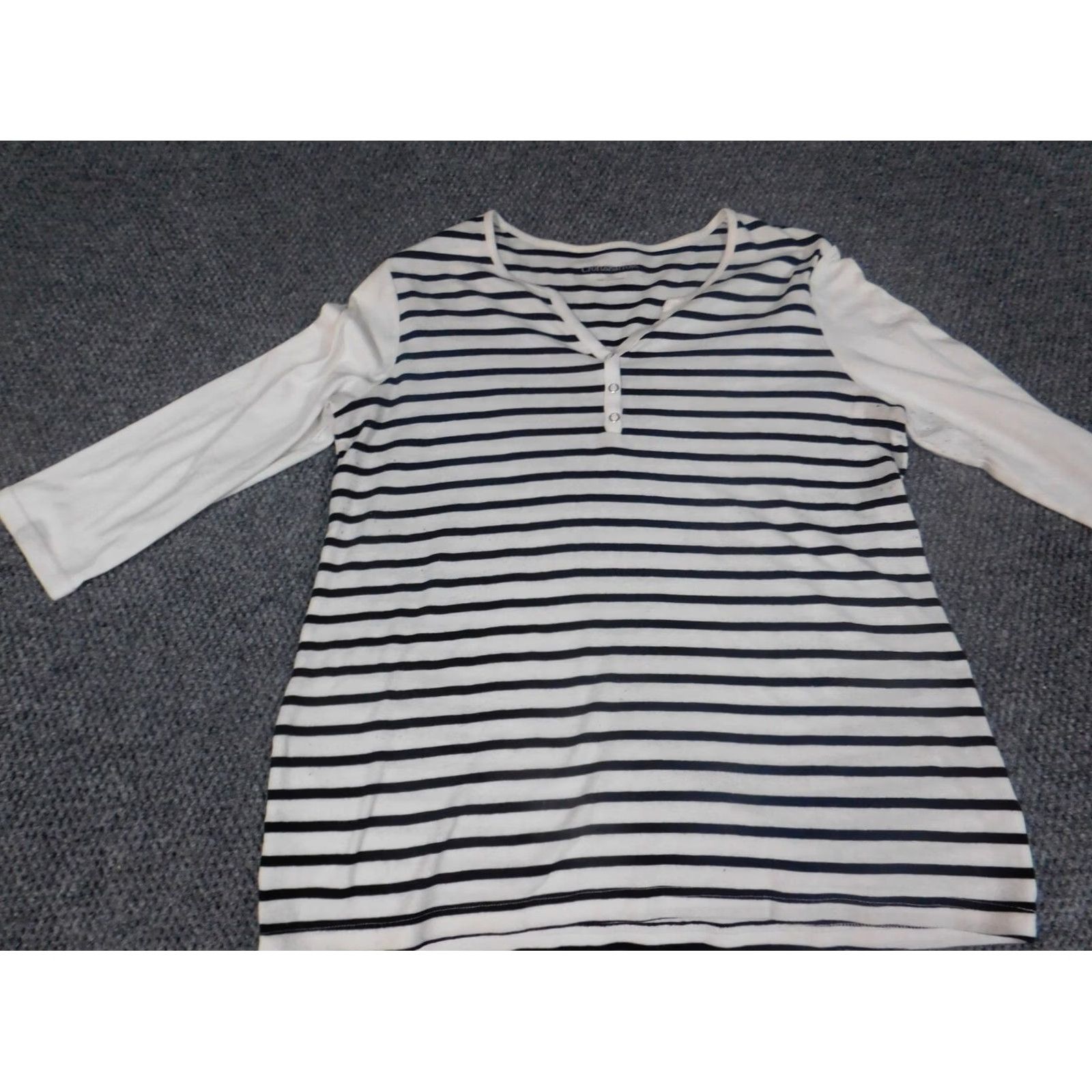 Croft & Barrow Croft & Barrow Womens Shirt XL White Crew Neck Pullover Cotton Polyester Rayon Striped Casual Size XL / US 12-14 / IT 48-50 - 3 Thumbnail