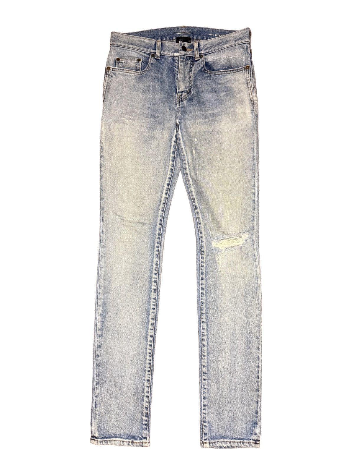 Saint Laurent Paris SS21 D02 Knee Slit Distressed Jeans