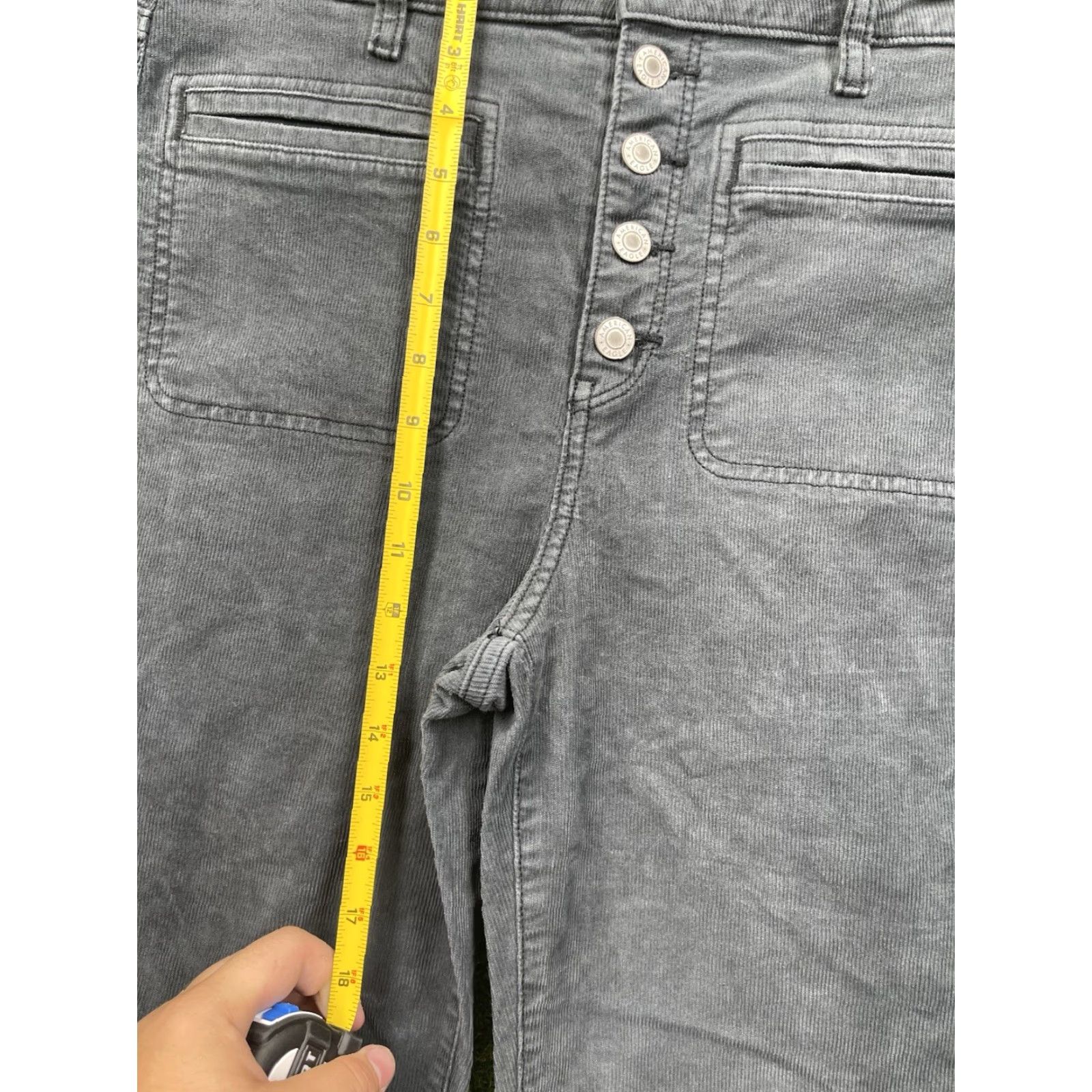 American Eagle Outfitters American Eagle Outfitters Pants Womens 12 Regular Gray Corduroy Wide Leg Button Fly Embroidered Logo 80s Hippie Retro Size 34" / US 12 / IT 48 - 6 Thumbnail