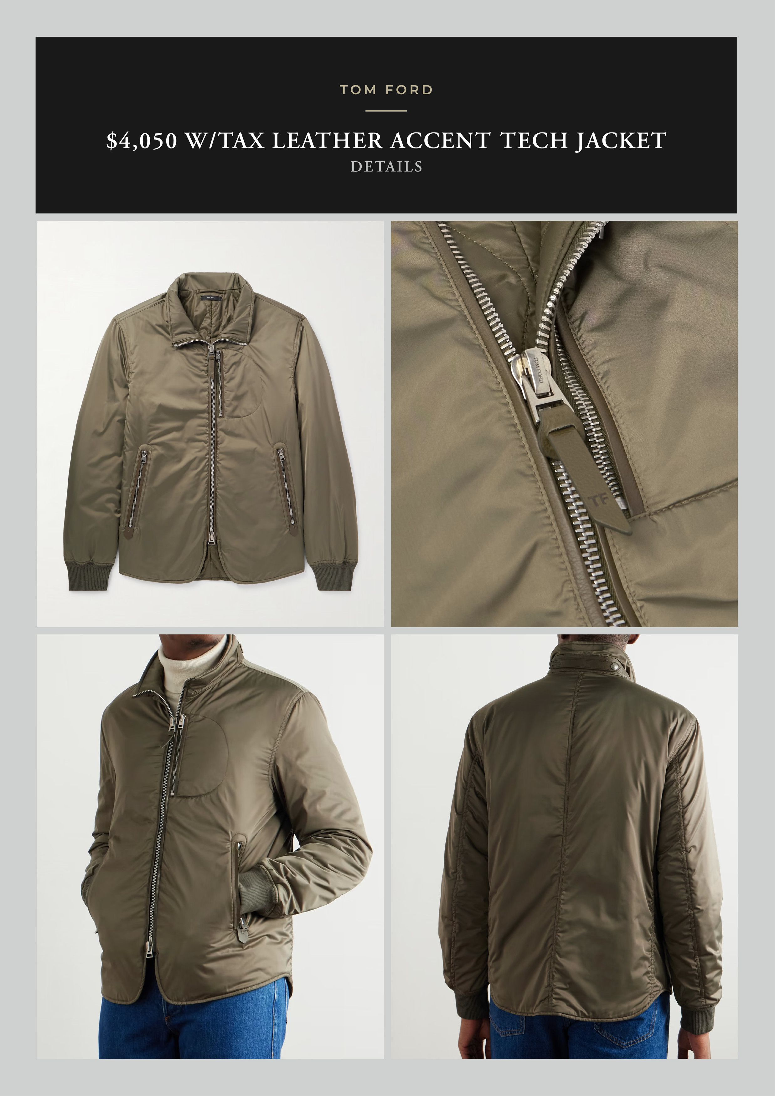 Tom Ford Best Dressed New $4,050 w/Tax Leather Accents Tech Jacket Size US L / EU 52-54 / 3 - 8 Thumbnail