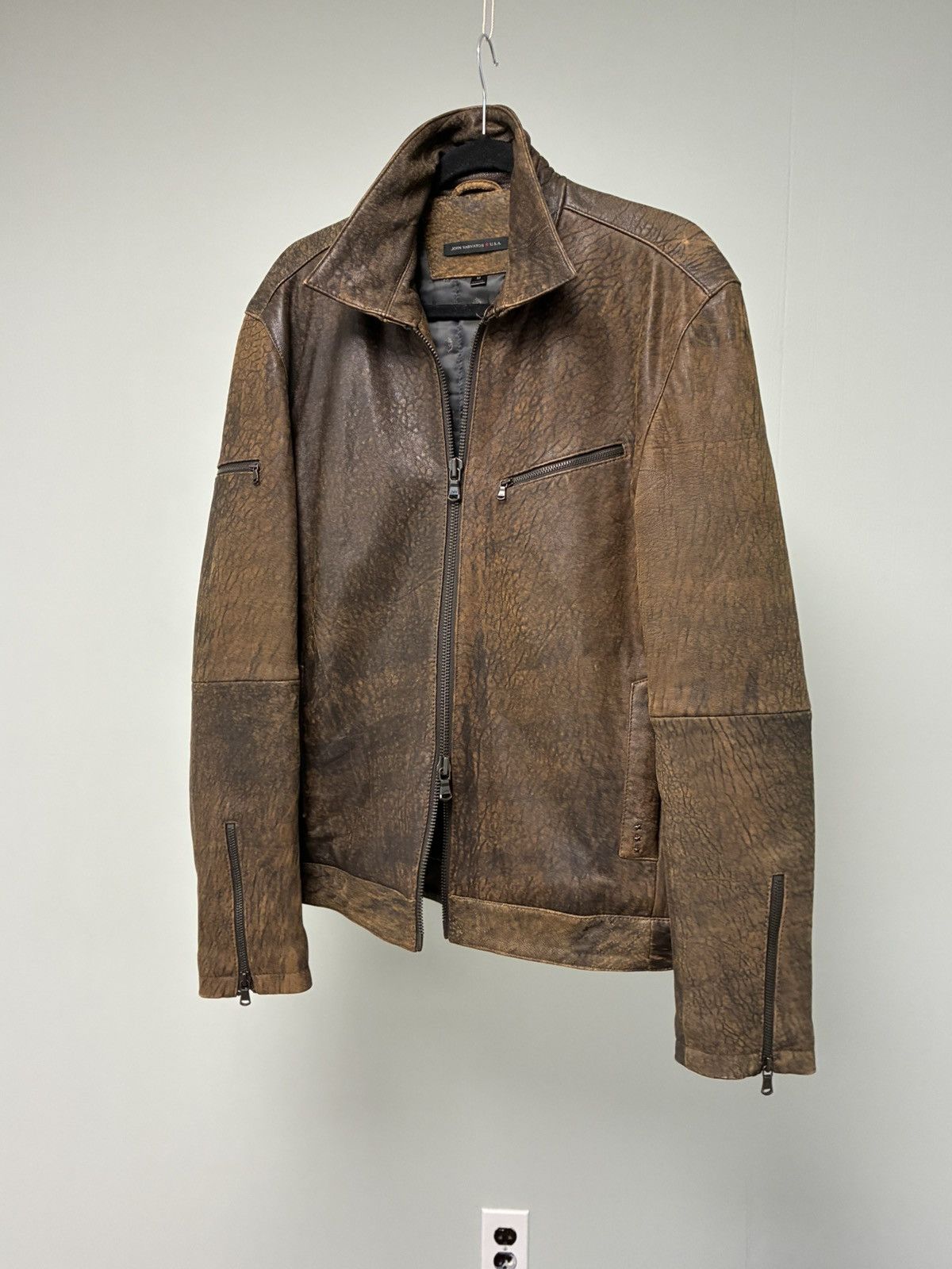 John Varvatos Distressed Leather Jacket medium . Size US M / EU 48-50 / 2 - 12 Thumbnail