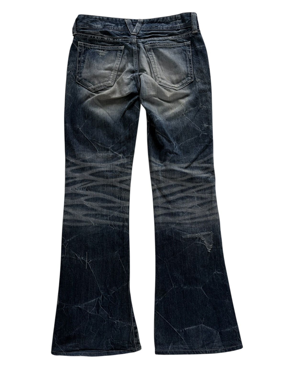 Tornado Mart Vanquish Destressed Whisker Flare Denim Pants Size US 28 / EU 44 - 5 Thumbnail