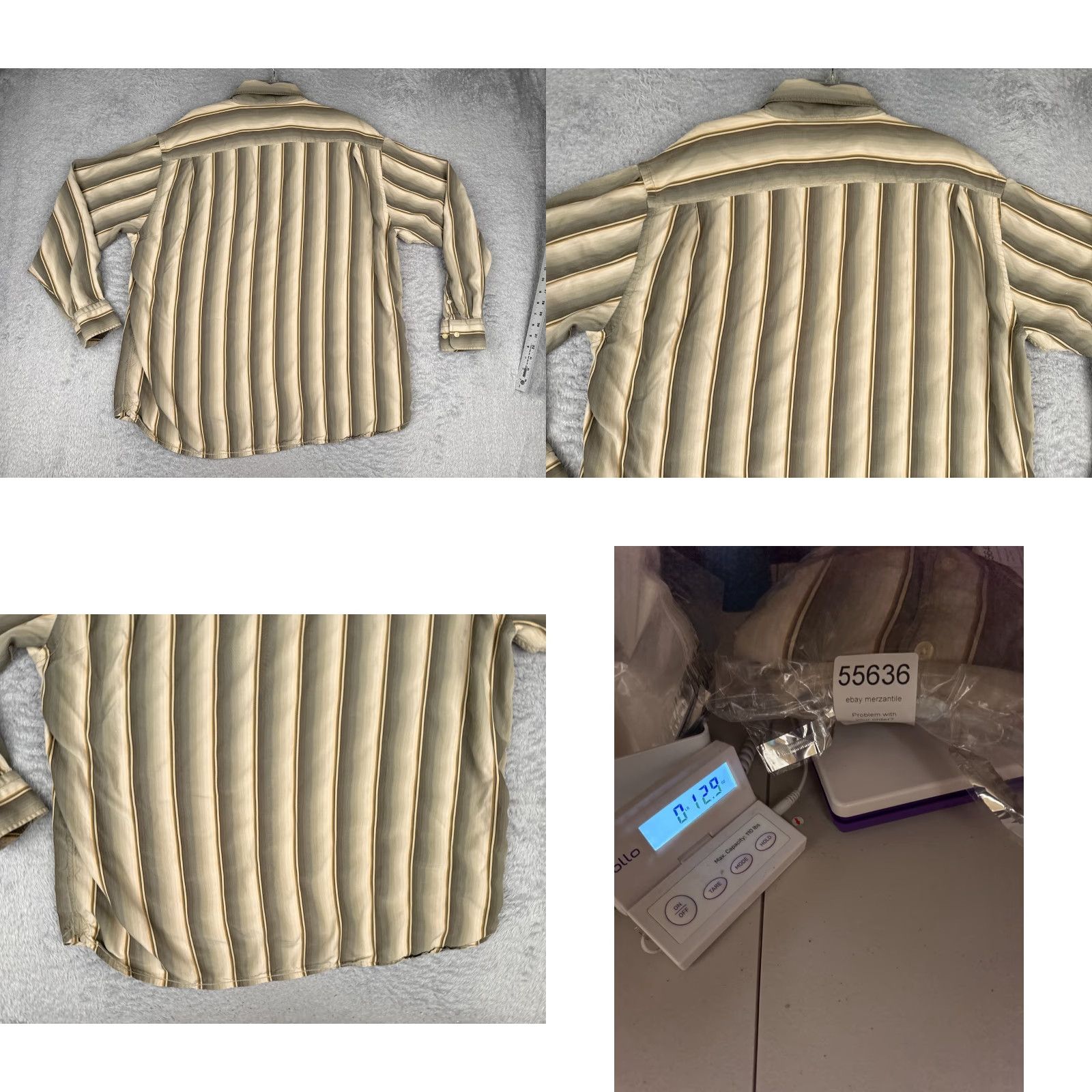 Tommy Bahama Tommy Bahama Shirt Men 2XL Gray Yellow Vertical Stripe Silk Blend Button Up Size US XXL / EU 58 / 5 - 9 Thumbnail
