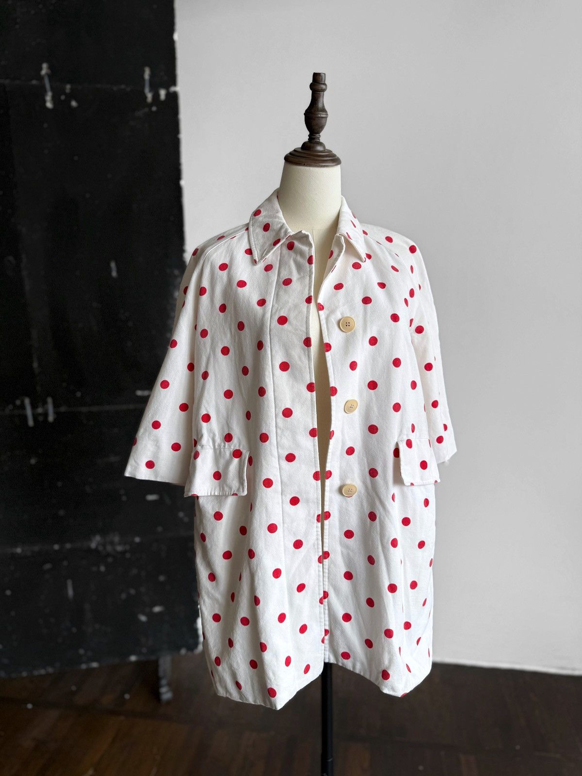 Aquascutum Aquascutum London Womens White Red Polka Dot Coat Jacket Size L / US 10 / IT 46 - 1 Thumbnail