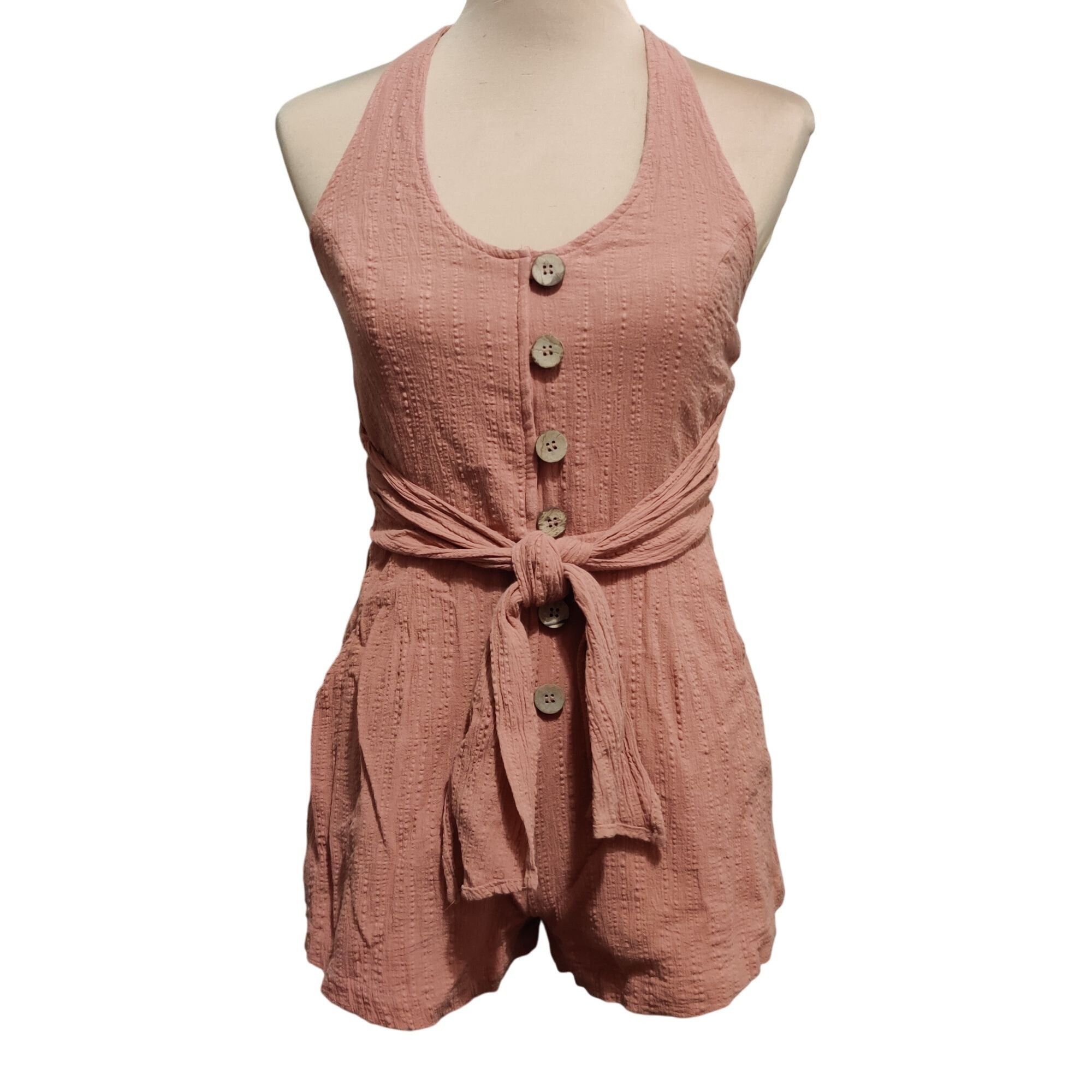 Other Cotton Candy LA M Textured Clay Halter Romper Button Front T Size M / US 6-8 / IT 42-44 - 1 Thumbnail
