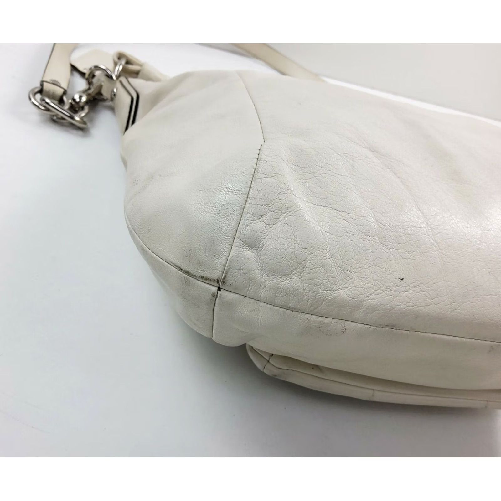 Coach COACH Kristin Leather Convertible Shoulder Hobo Bag Purse 14783 White Handbag Womens Medium Bag Size ONE SIZE - 6 Thumbnail