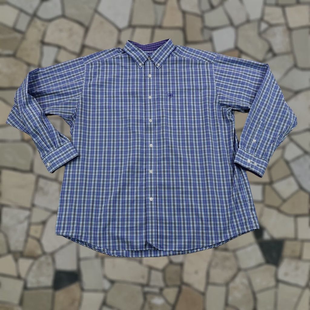 Ariat Ariat Shirt Mens XL Blue Plaid Button Up Western Work Long Sleeve Wrinkle Free Size US XL / EU 56 / 4 - 1 Thumbnail